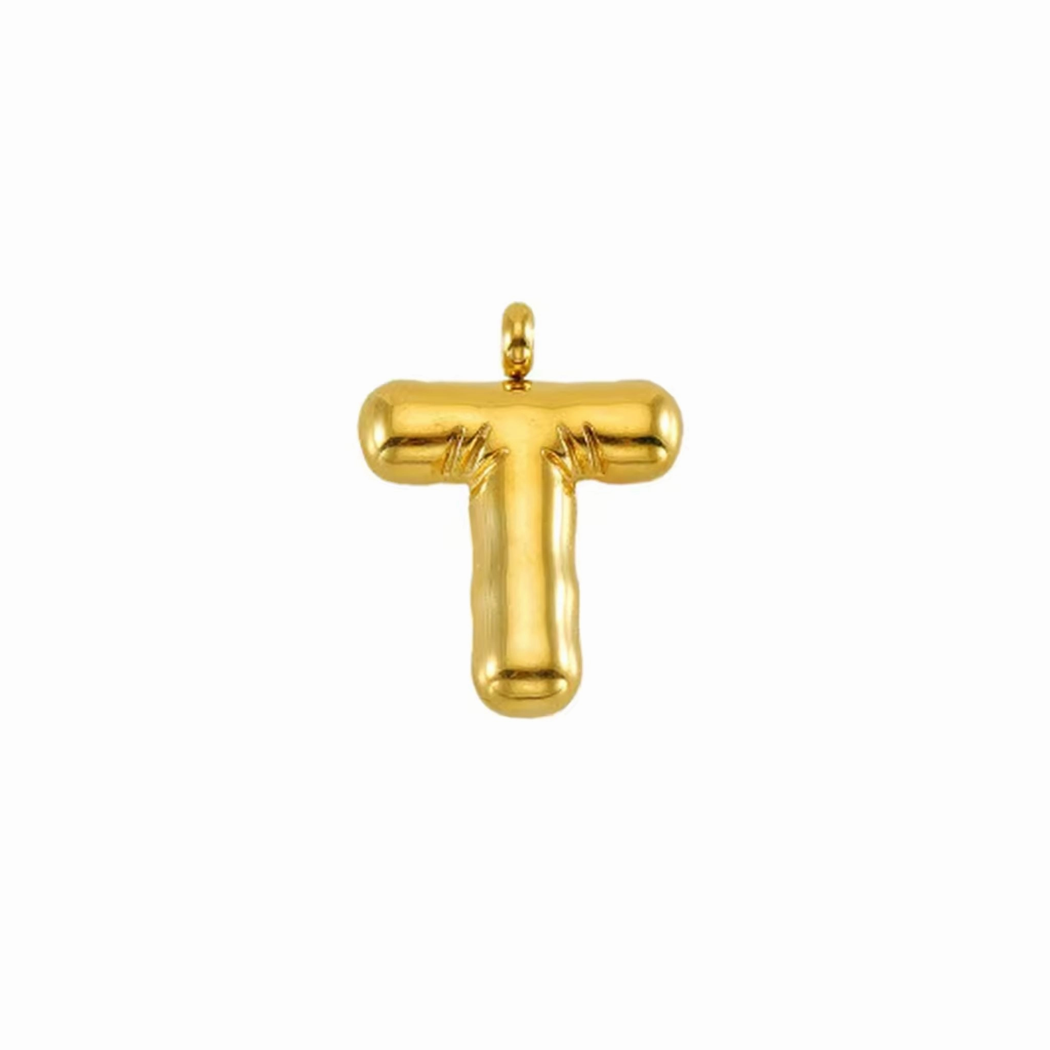 Puffy Gold Letter Pendant (A-Z)