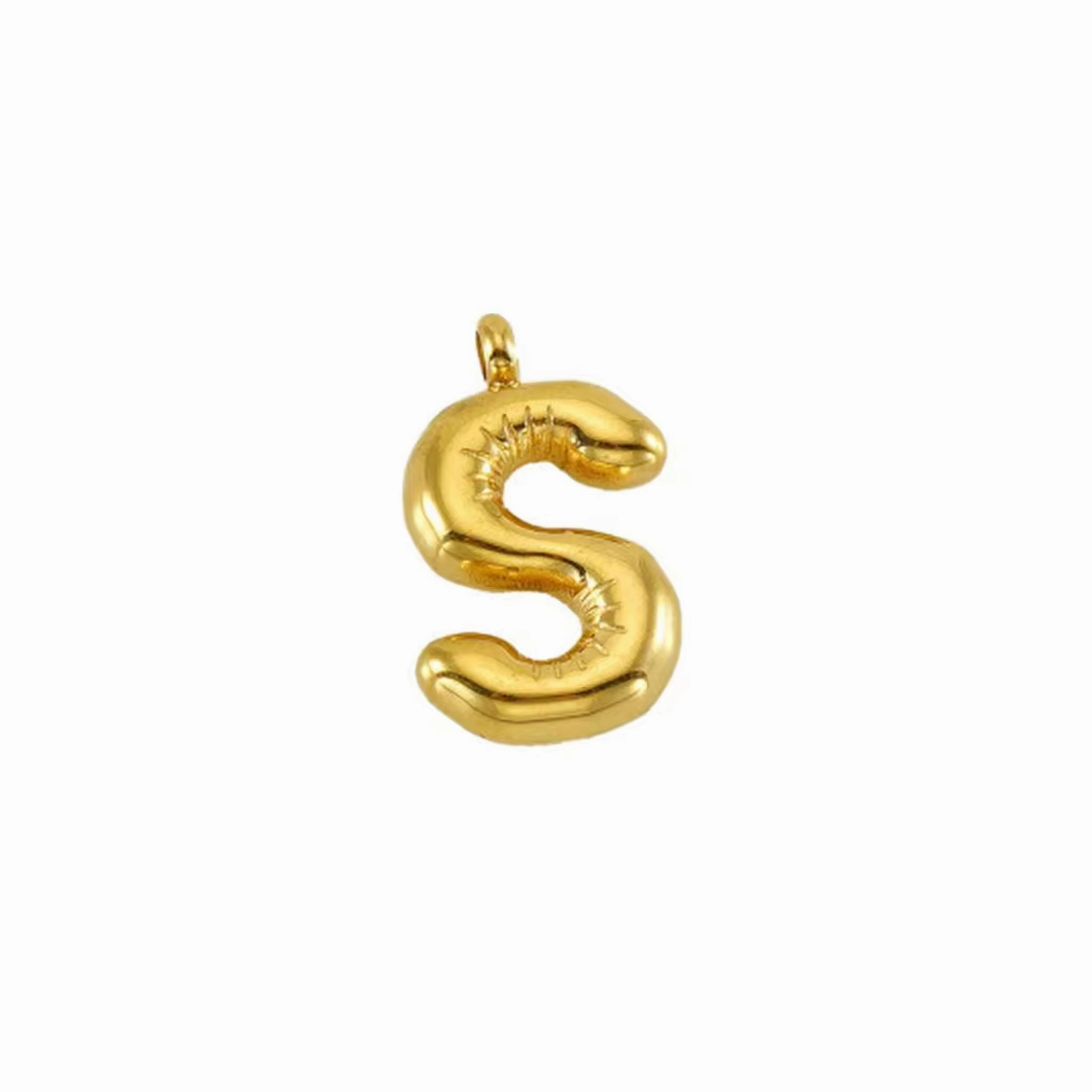 Puffy Gold Letter Pendant (A-Z)