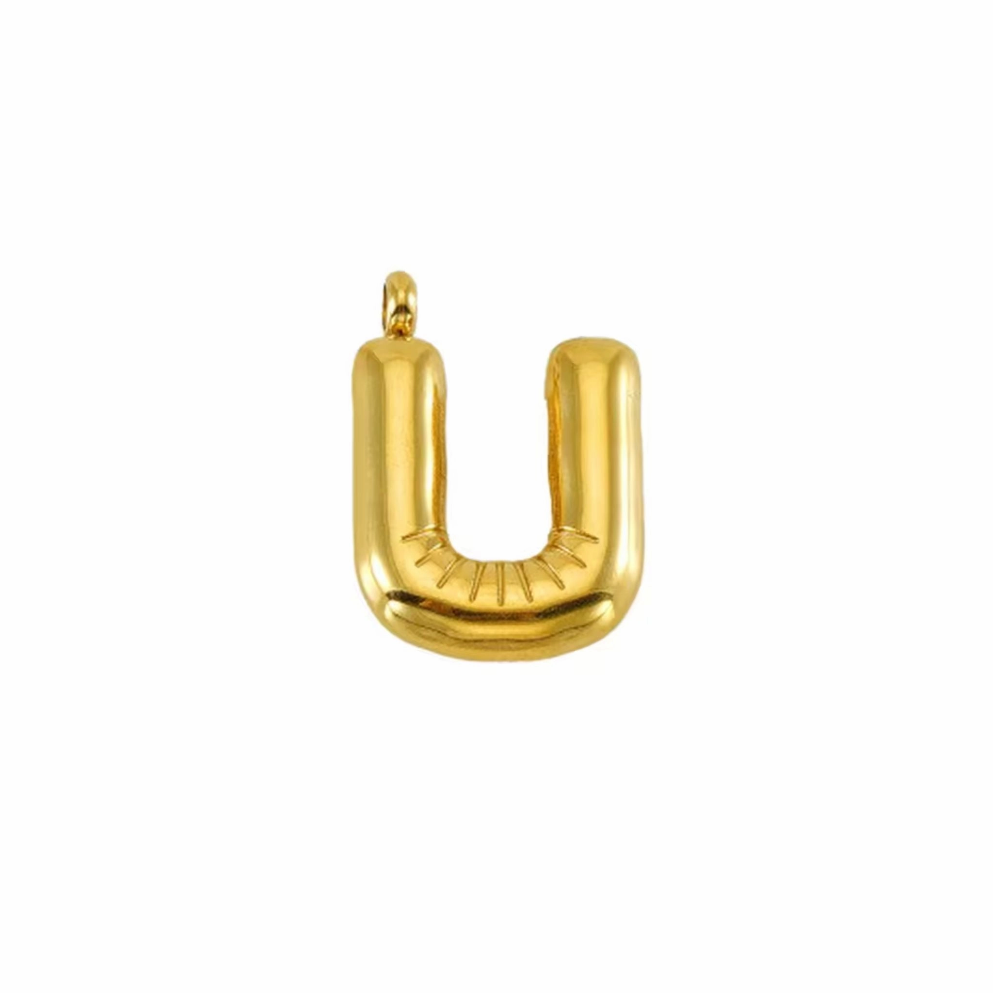 Puffy Gold Letter Pendant (A-Z)