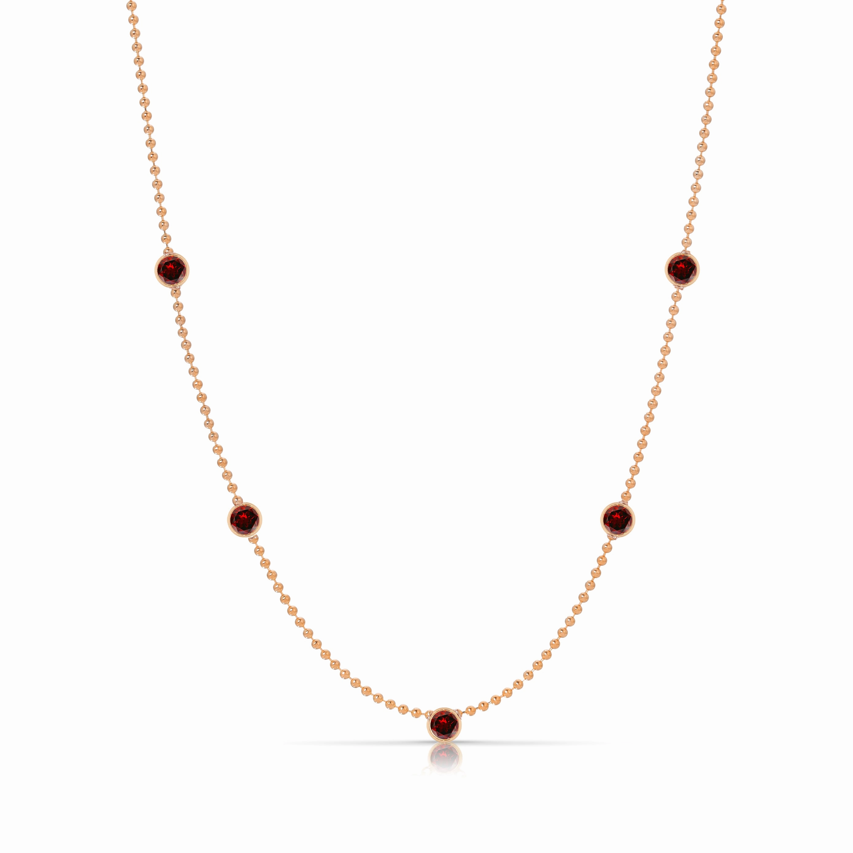 Quintet Birthstone Layering Necklace - Rose Gold