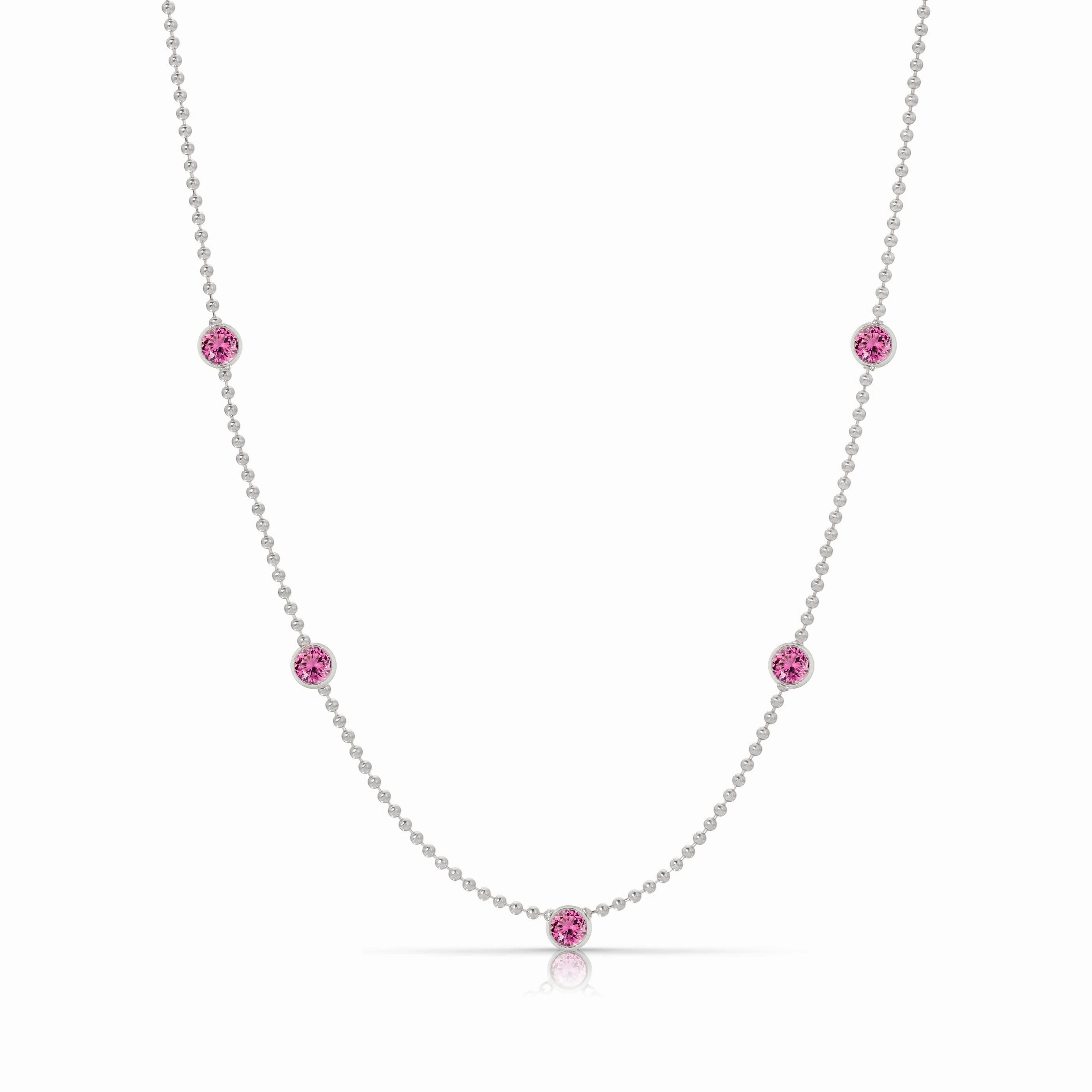 Quintet Birthstone Layering Necklace - White Gold