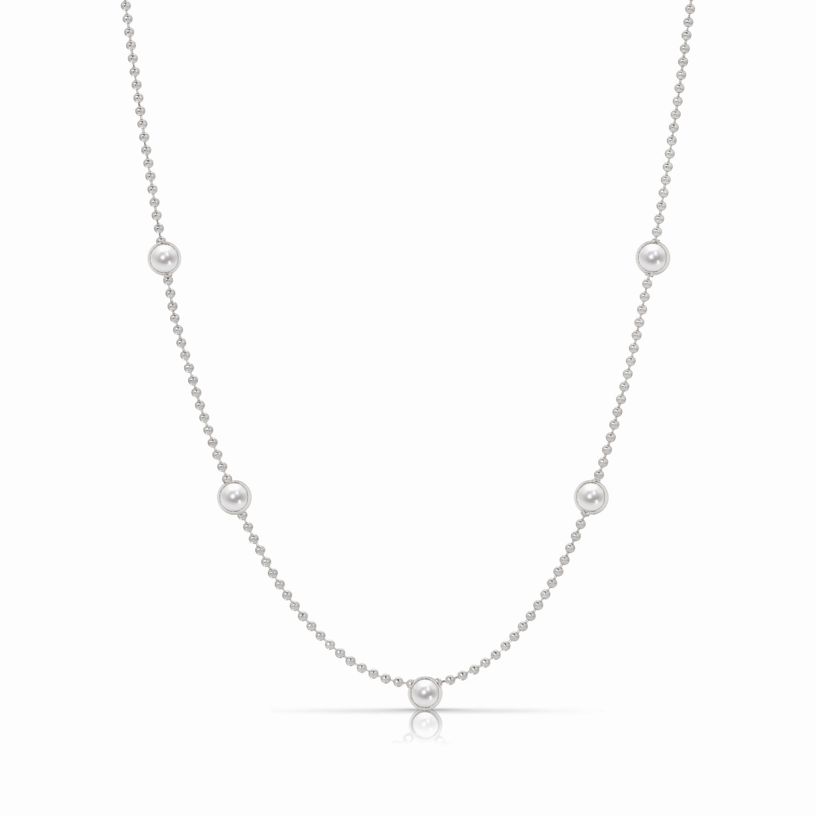 Quintet Birthstone Layering Necklace - White Gold