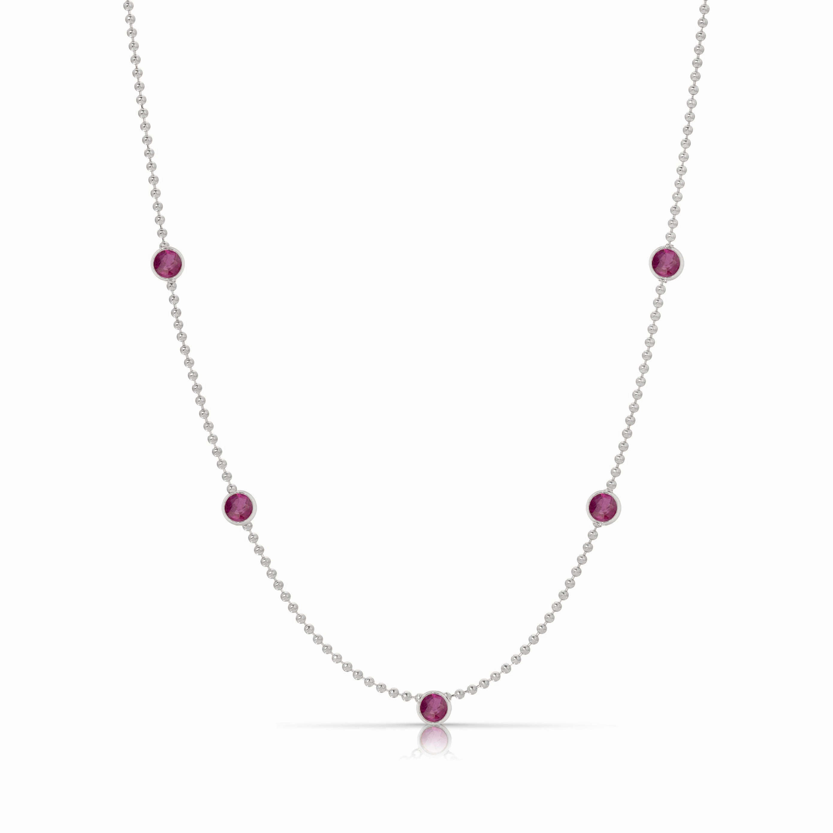 Quintet Birthstone Layering Necklace - White Gold