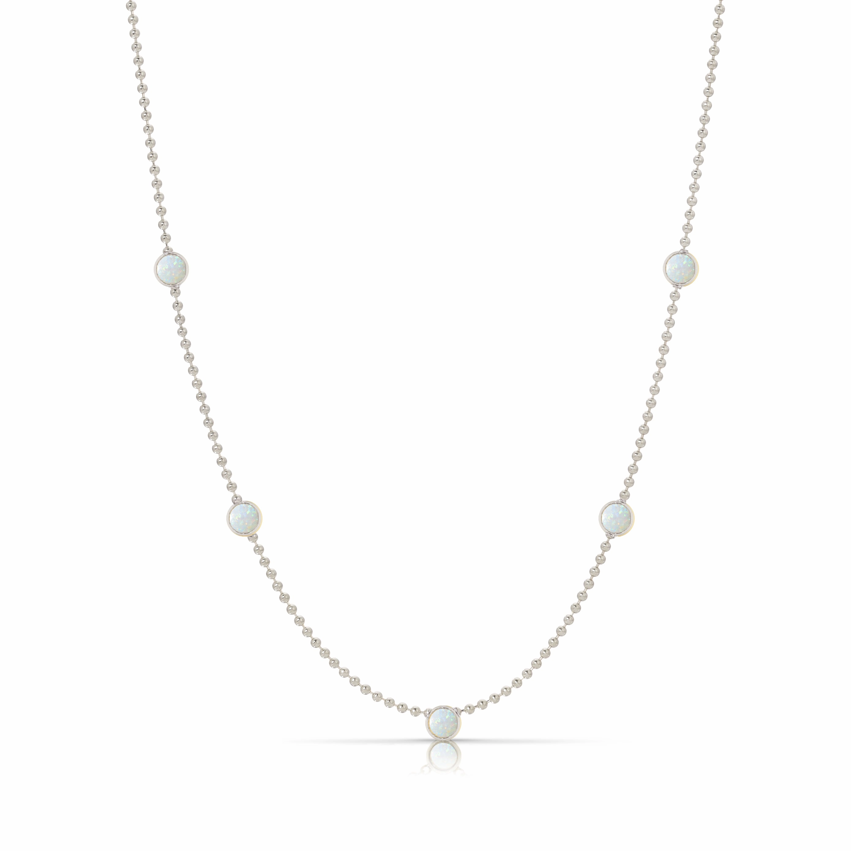 Quintet Birthstone Layering Necklace - White Gold
