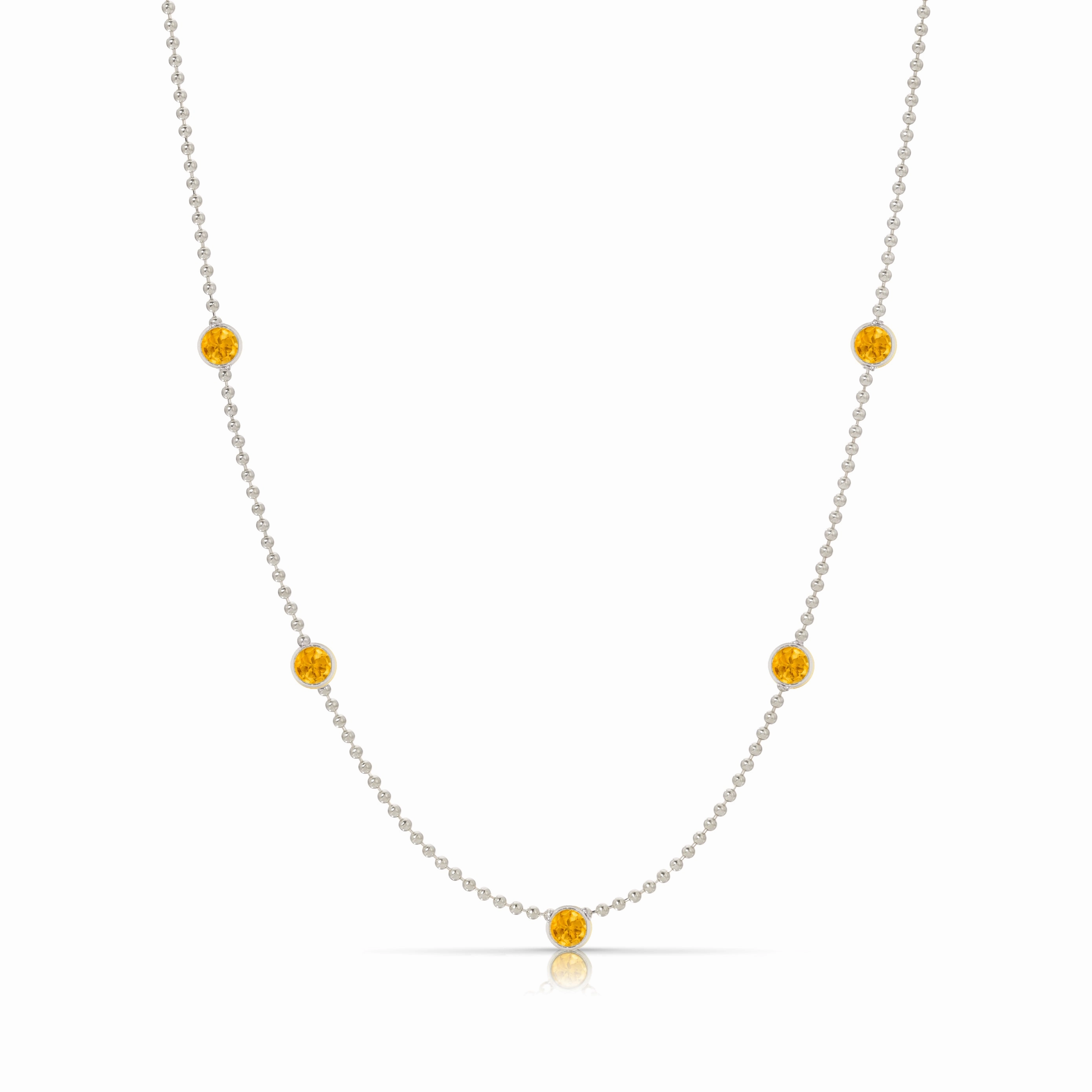 Quintet Birthstone Layering Necklace - White Gold