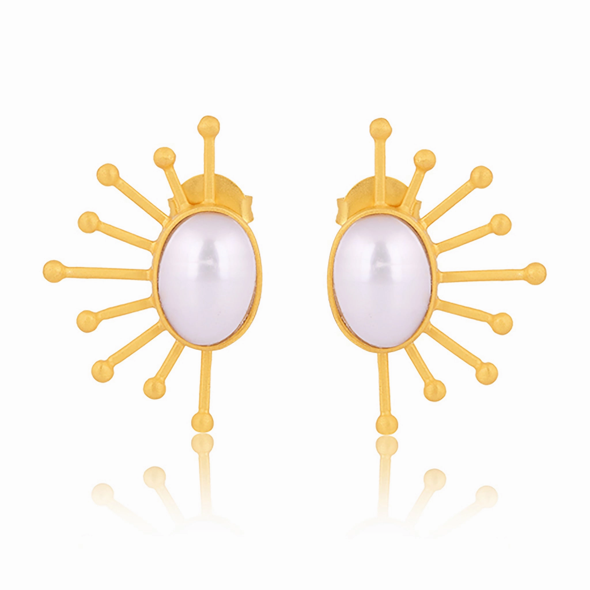 Ray of Sunshine Stud Earrings - Pearl