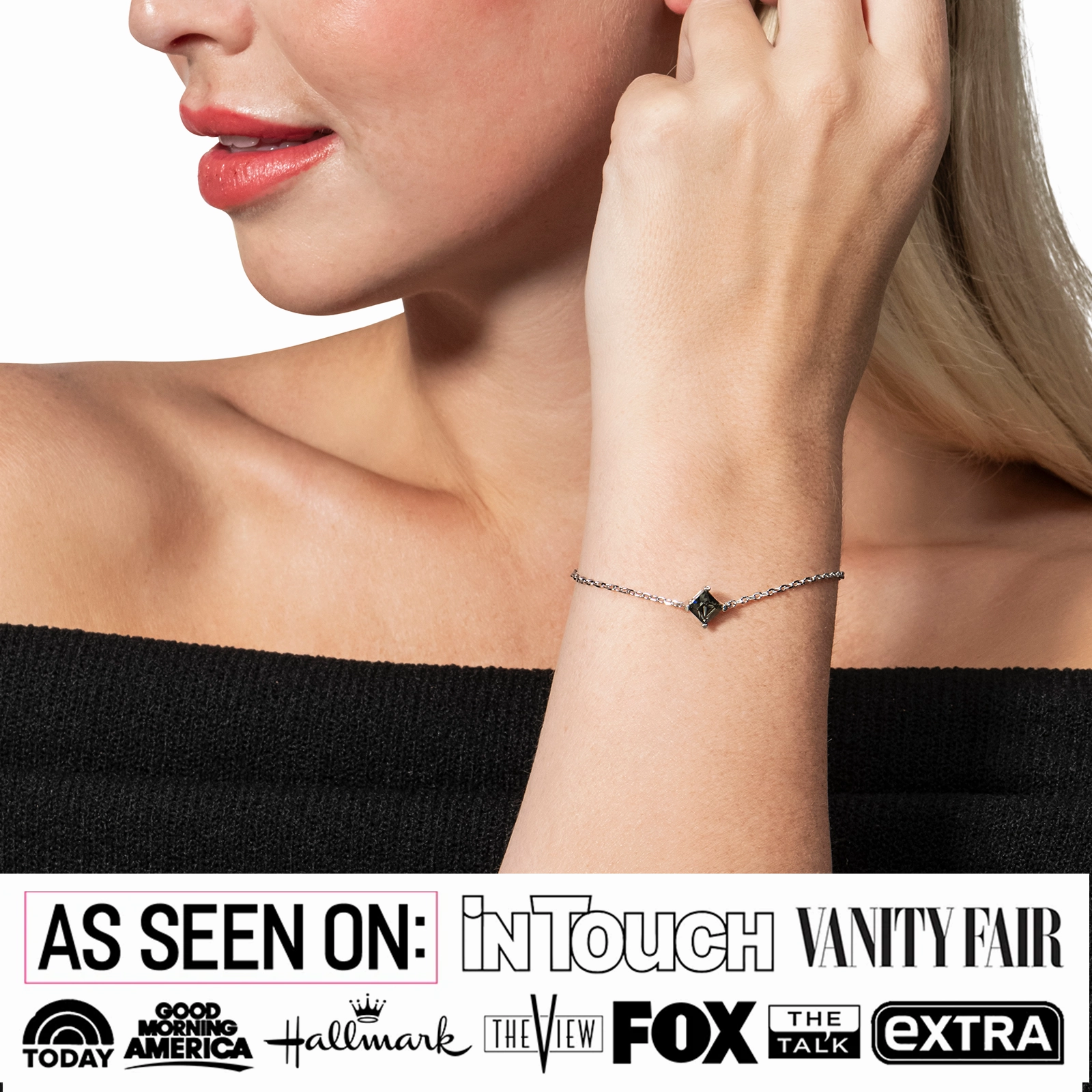 Samantha 18k White Gold Plated Bracelet with Black Swarovski Crystal