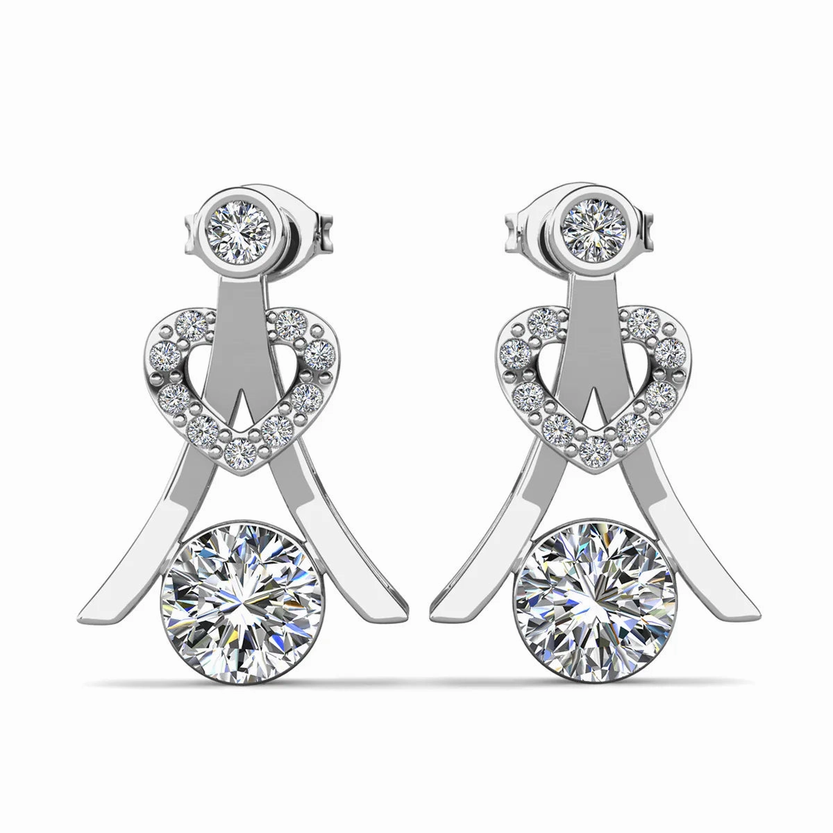 Serenity Birthstone 18k White Gold Plated Drop Earrings with Round Cut Swarovski Crystals
