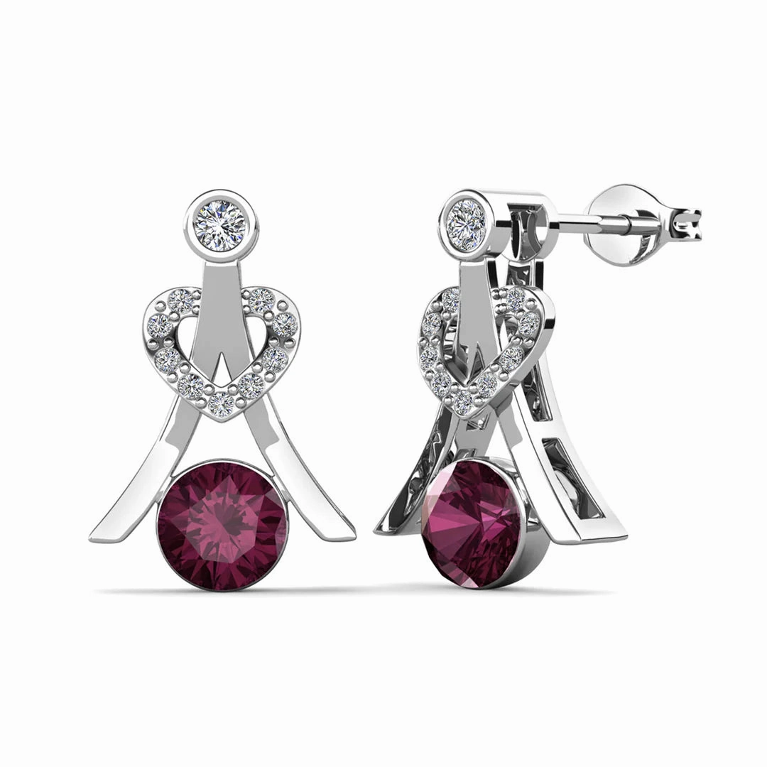 Serenity Birthstone 18k White Gold Plated Drop Earrings with Round Cut Swarovski Crystals