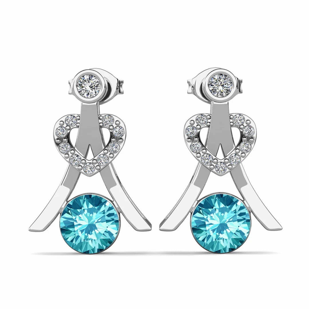 Serenity Birthstone 18k White Gold Plated Drop Earrings with Round Cut Swarovski Crystals