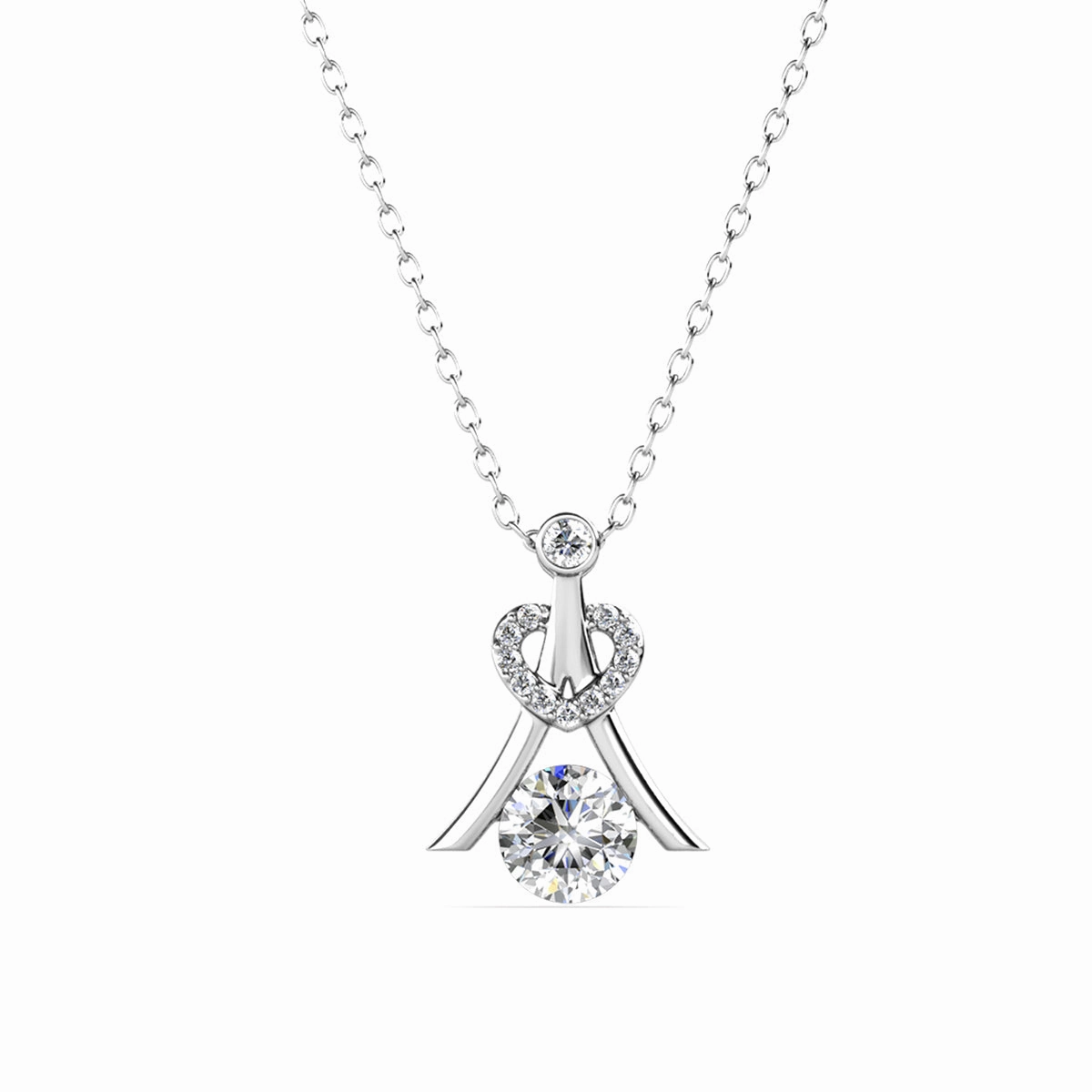 Serenity Birthstone 18k White Gold Plated Necklace with Round Cut Swarovski Crystals