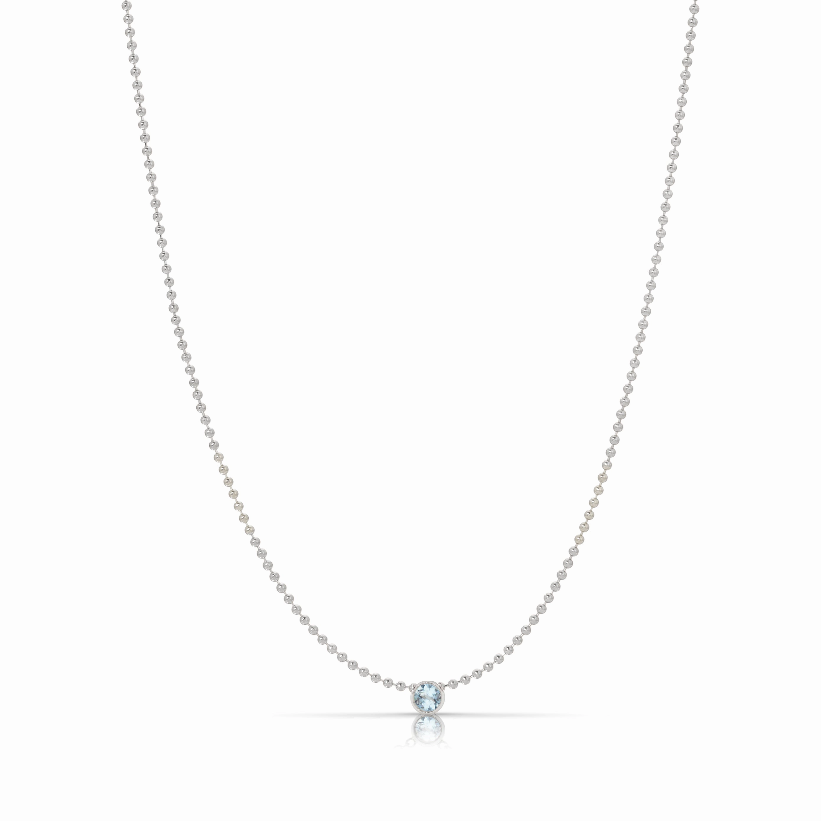 Single Birthstone Layering Necklace - White Gold