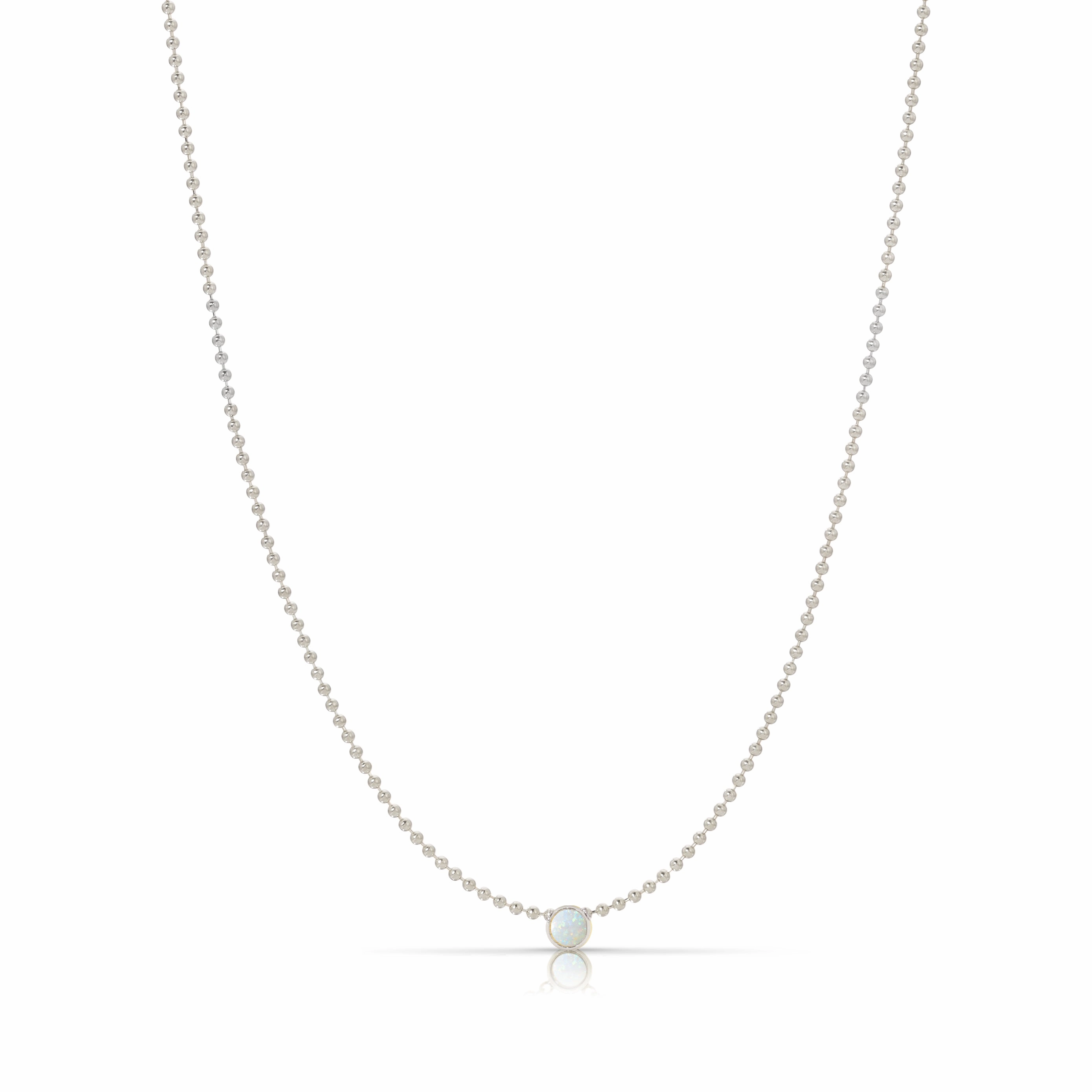 Single Birthstone Layering Necklace - White Gold