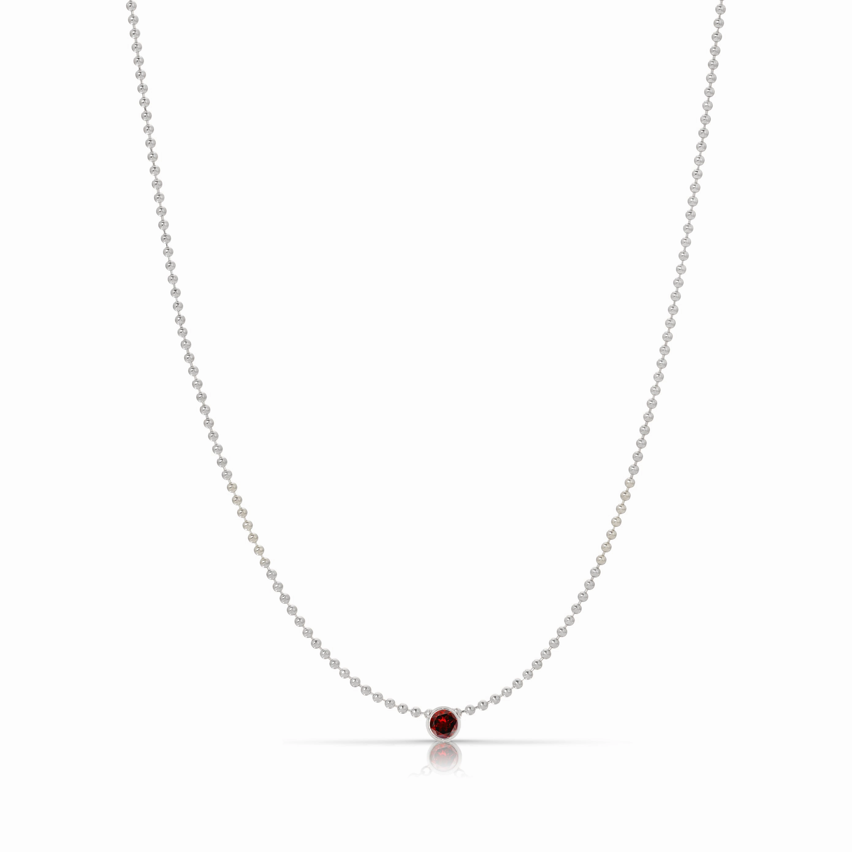 Single Birthstone Layering Necklace - White Gold