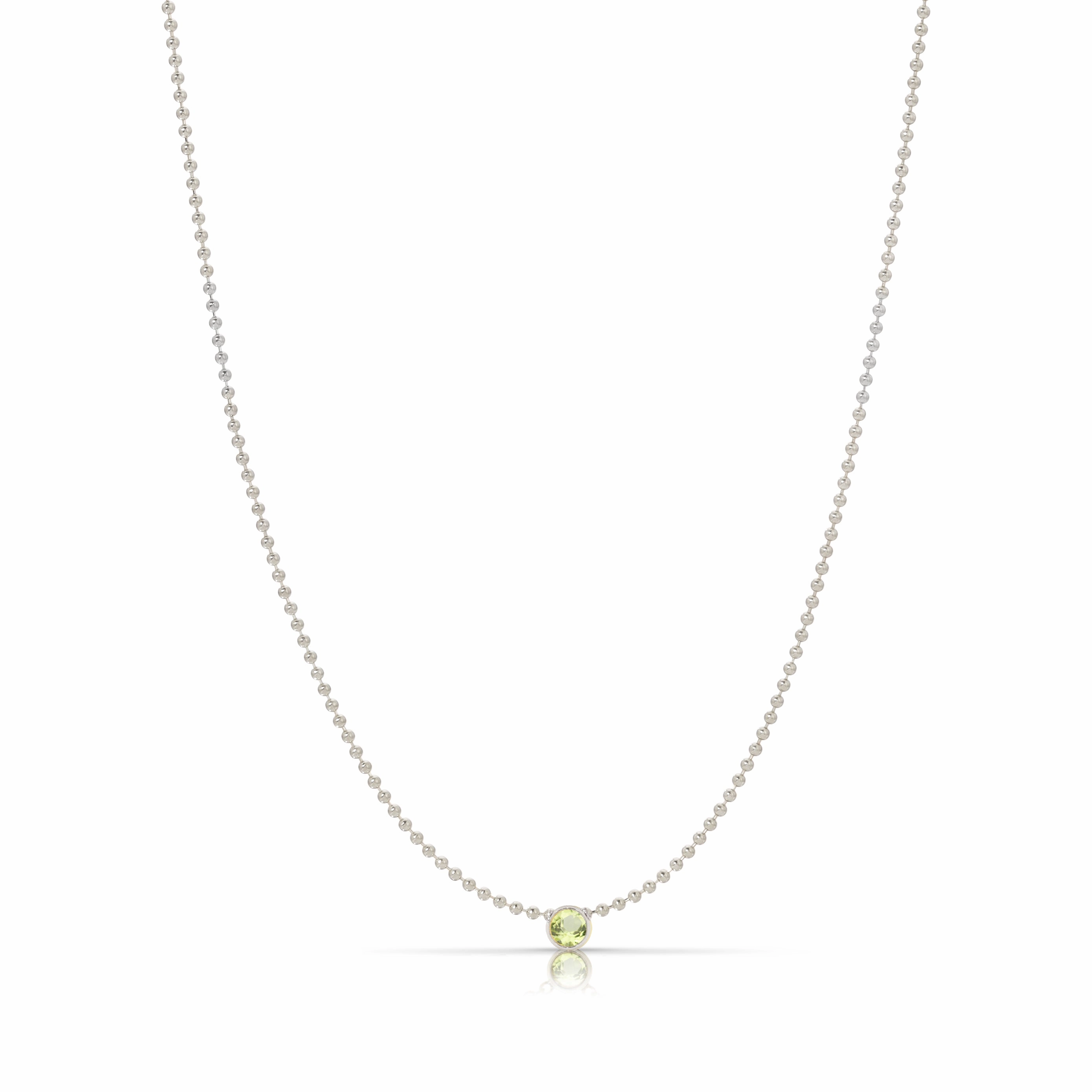 Single Birthstone Layering Necklace - White Gold