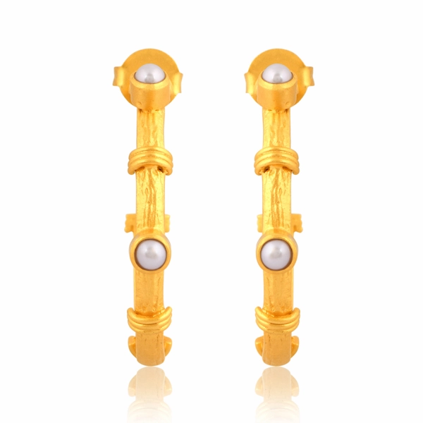 Sparkling Shore Hoop Earrings - Pearl