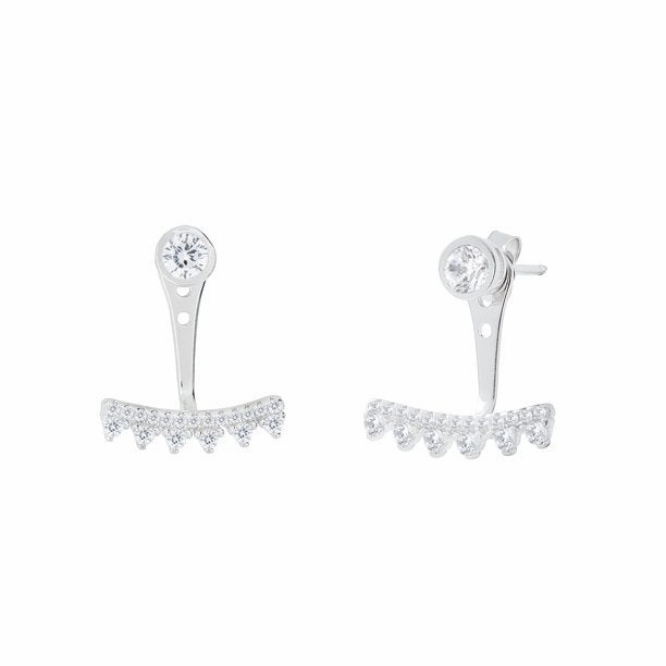 Stephanie Sterling Silver Drop Stud Earrings with Simulated Diamond Crystals  Final Sale
