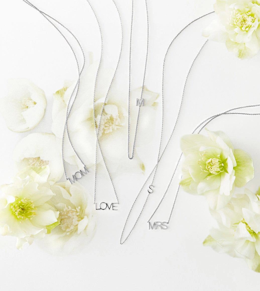 Sterling Silver Mom, Love & Mrs Pendant Necklace