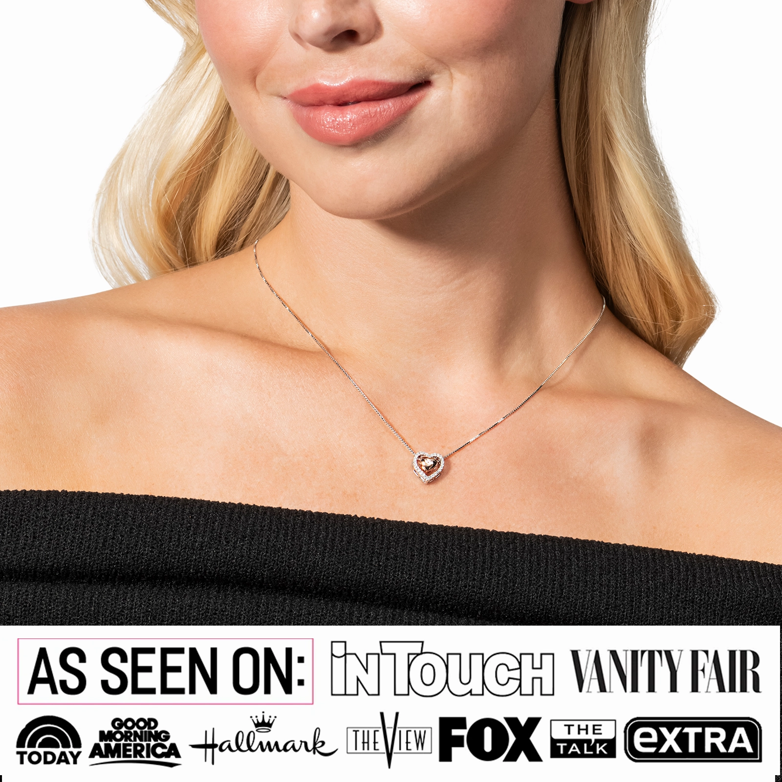 Susan 18k White Gold Plated Halo Heart Necklace with Swarovski Crystals