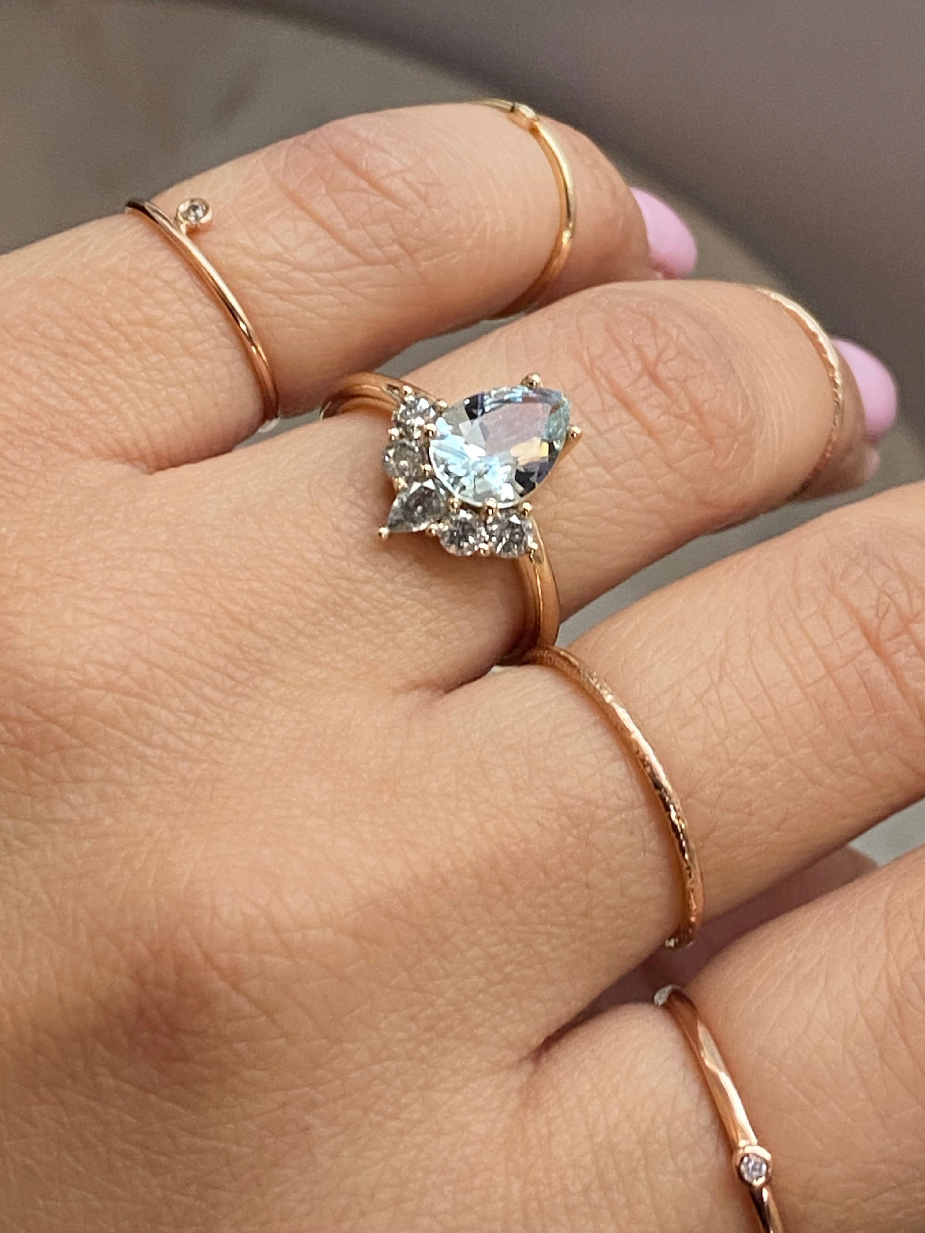 Suyana 14K Aquamarine & Salt and Pepper Diamond Ring