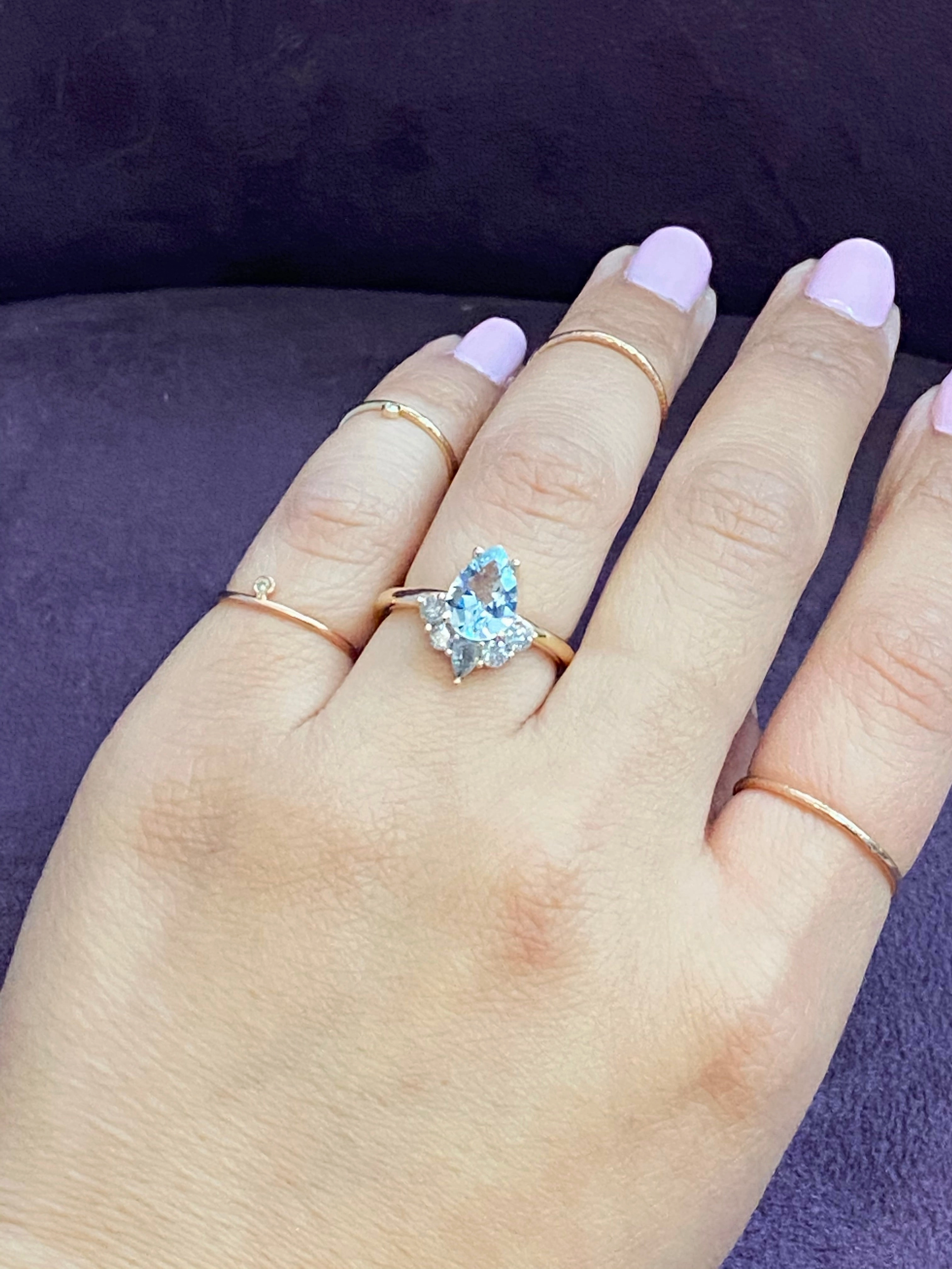 Suyana 14K Aquamarine & Salt and Pepper Diamond Ring