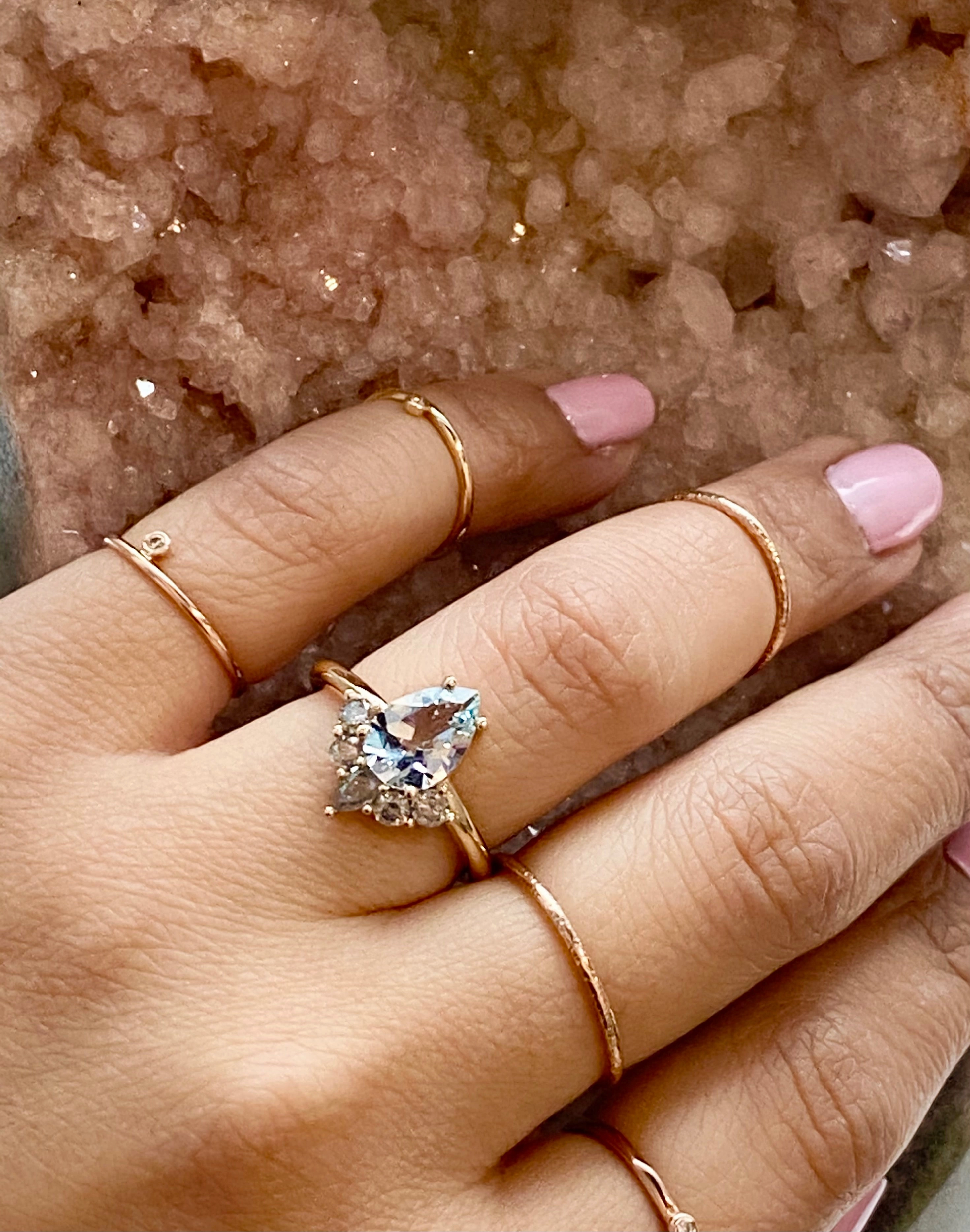 Suyana 14K Aquamarine & Salt and Pepper Diamond Ring