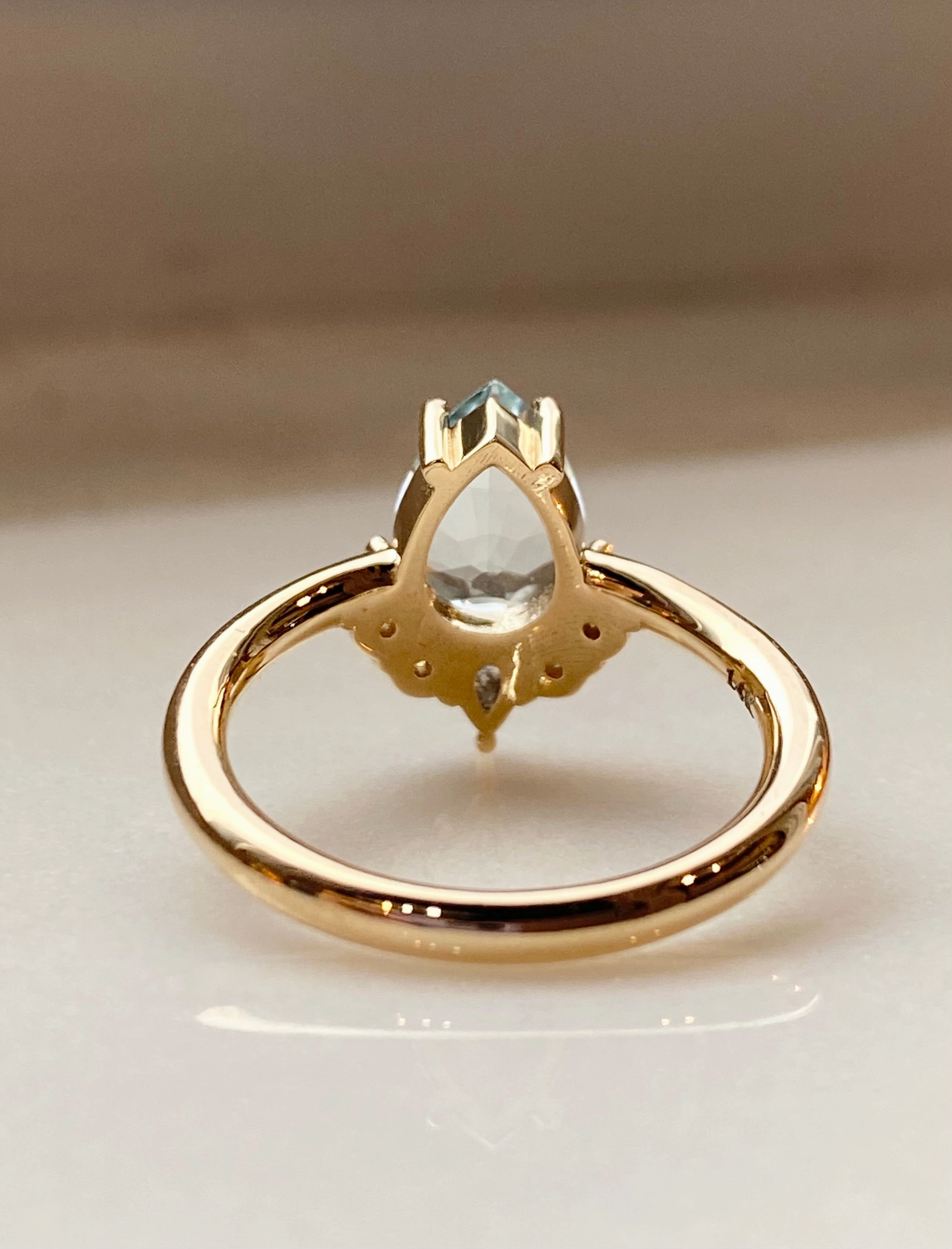 Suyana 14K Aquamarine & Salt and Pepper Diamond Ring