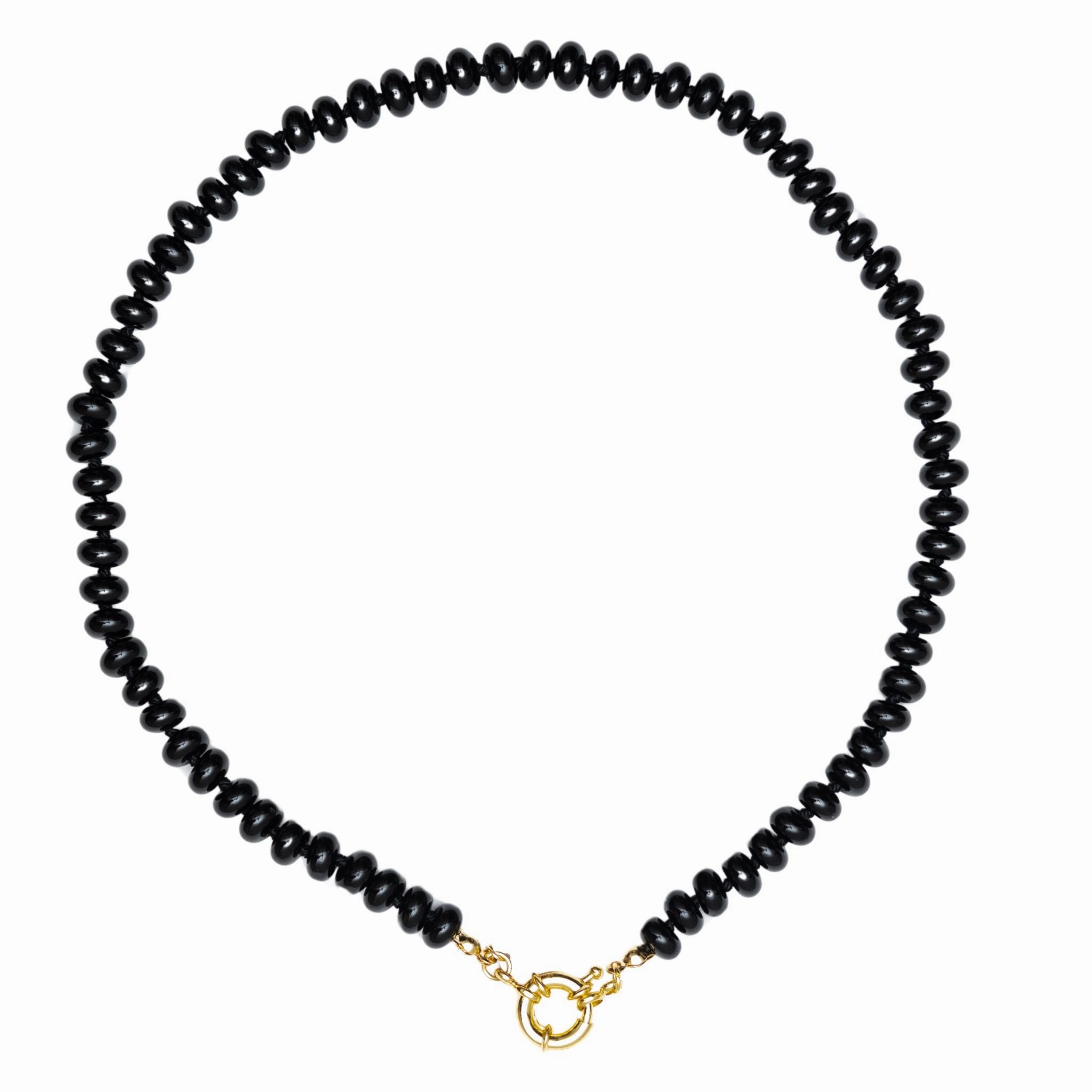Sweet Stone Beaded Knotted Necklace - Black