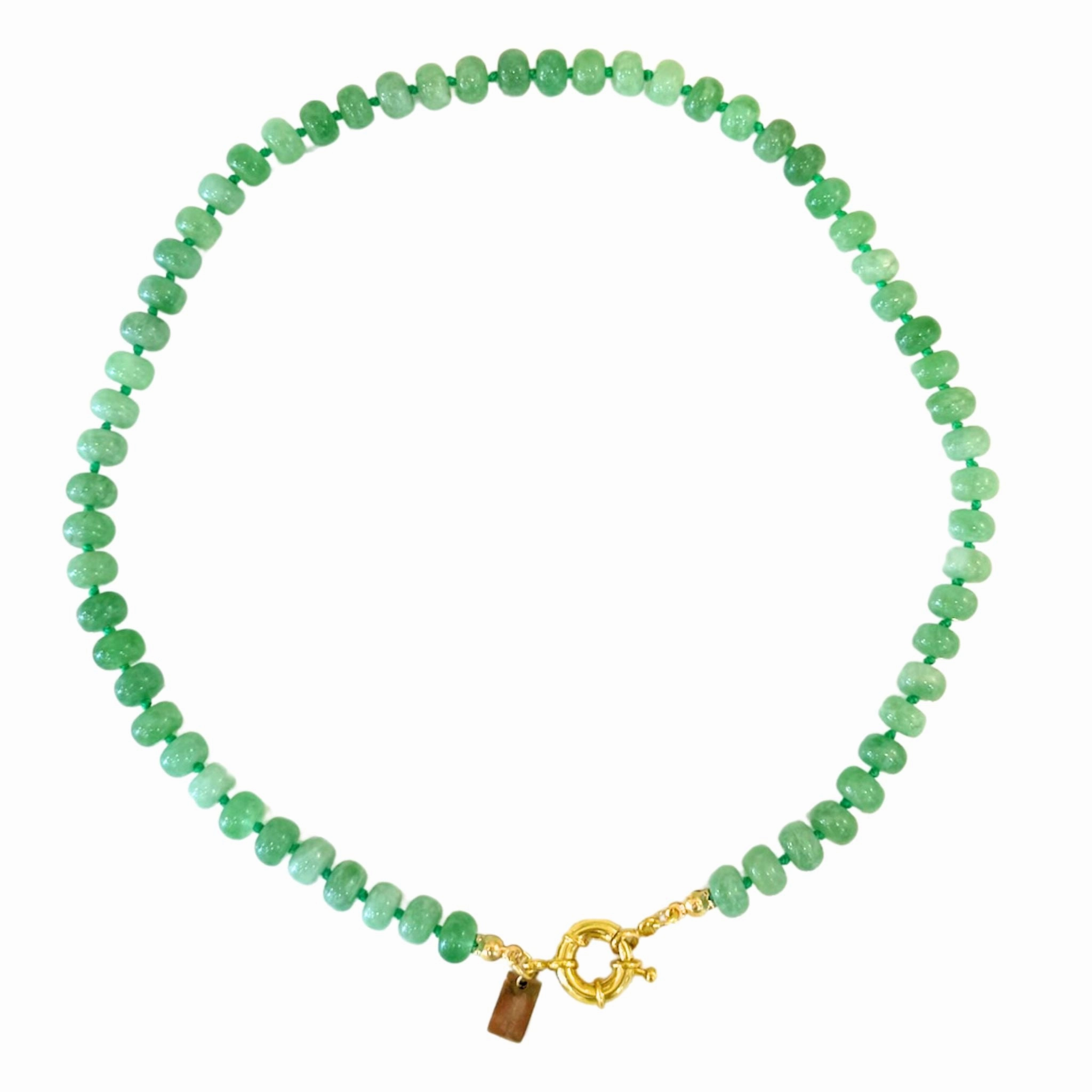 Sweet Stone Beaded Knotted Necklace - Green
