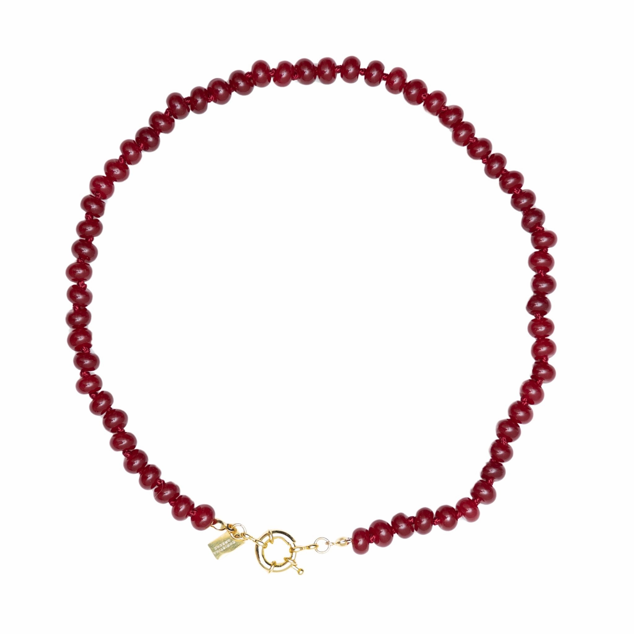 Sweet Stone Beaded Knotted Necklace - Maroon