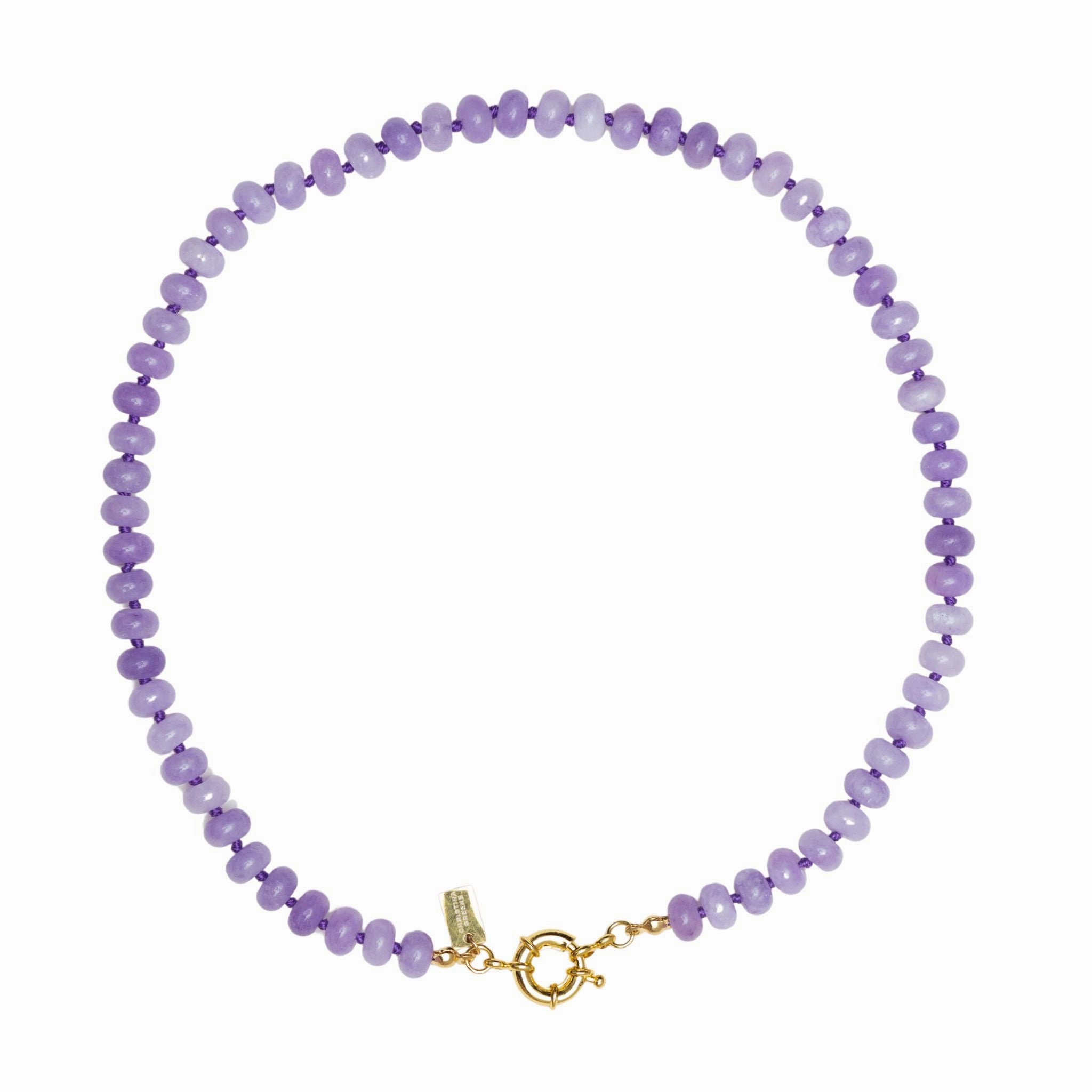 Sweet Stone Beaded Knotted Necklace - Purple