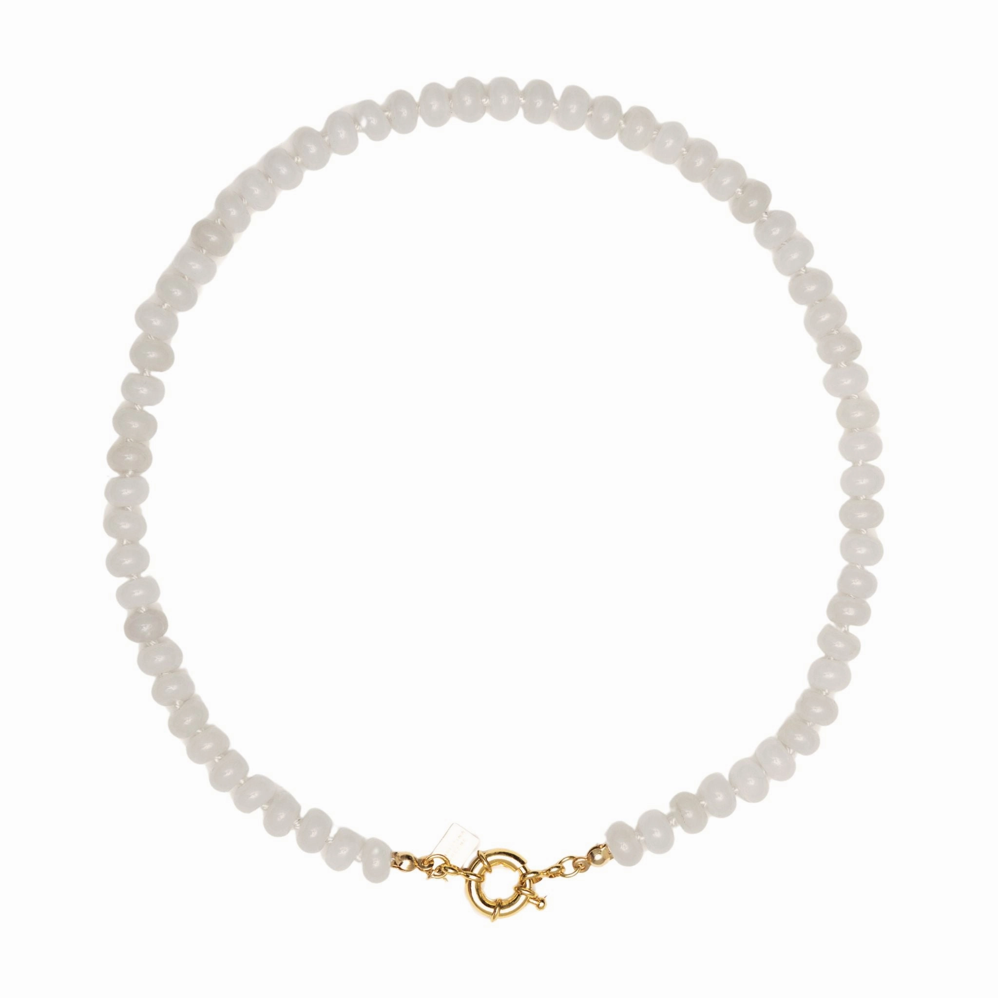 Sweet Stone Beaded Knotted Necklace - White