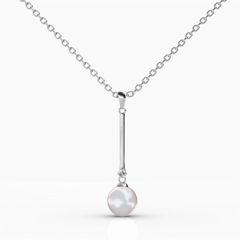 Tatum 18k White Gold Plated Dangle Pearl Pendant Necklace