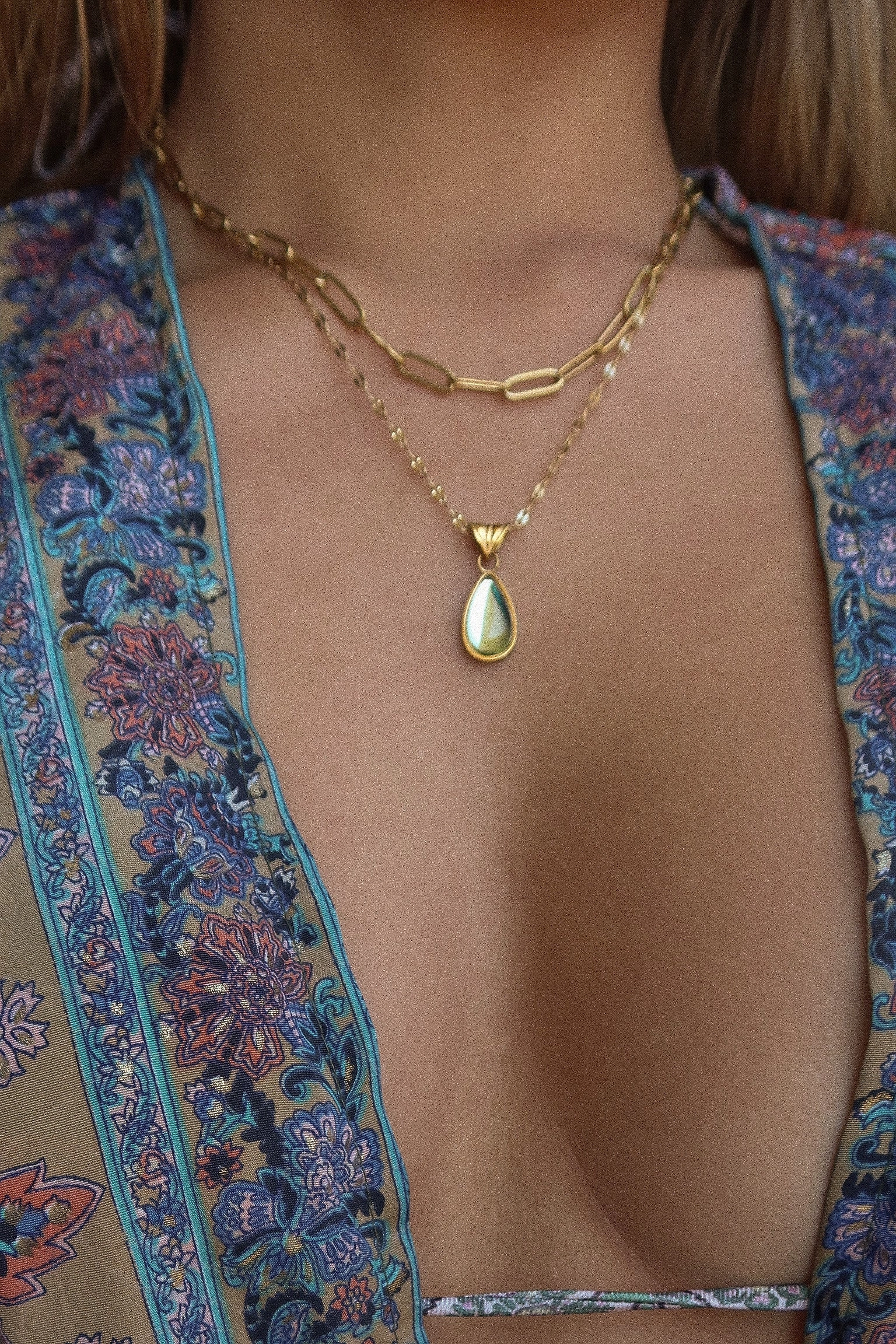 TEARDROP AVENTURINE CRYSTAL NECKLACE