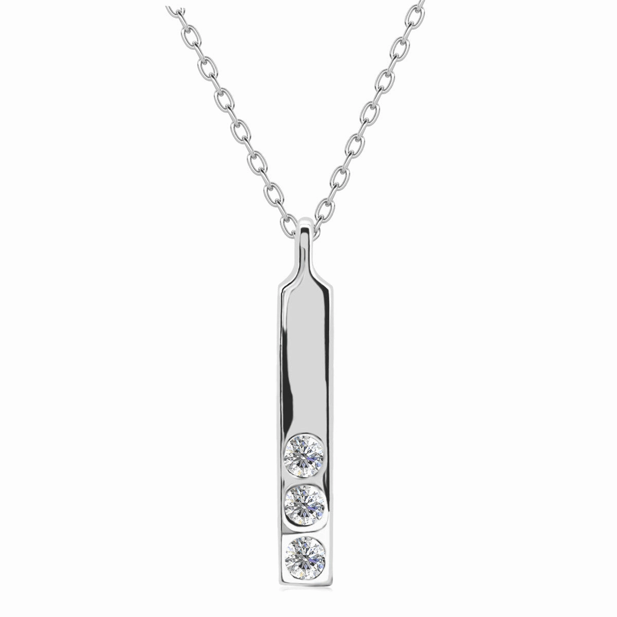 Tessa 18k White Gold Plated Bar Necklace with Swarovski Crystals