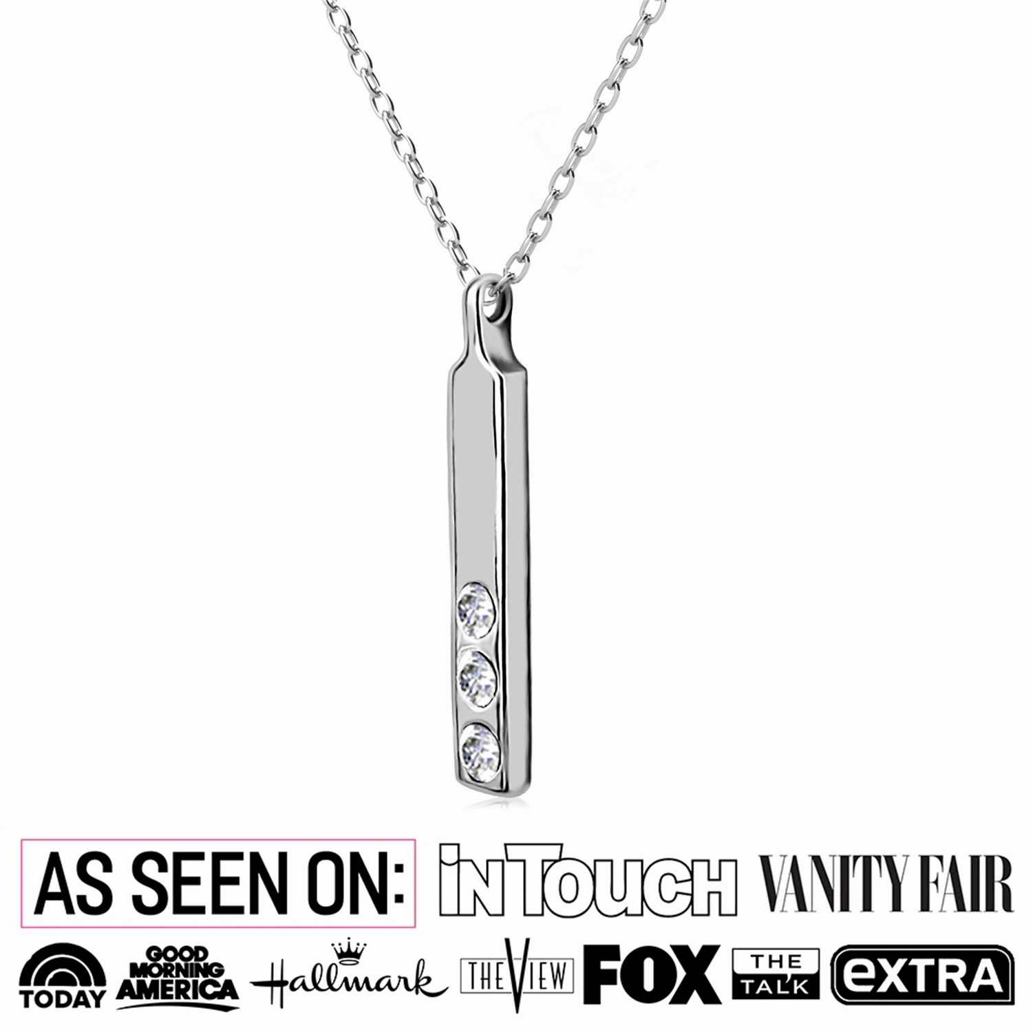 Tessa 18k White Gold Plated Bar Necklace with Swarovski Crystals