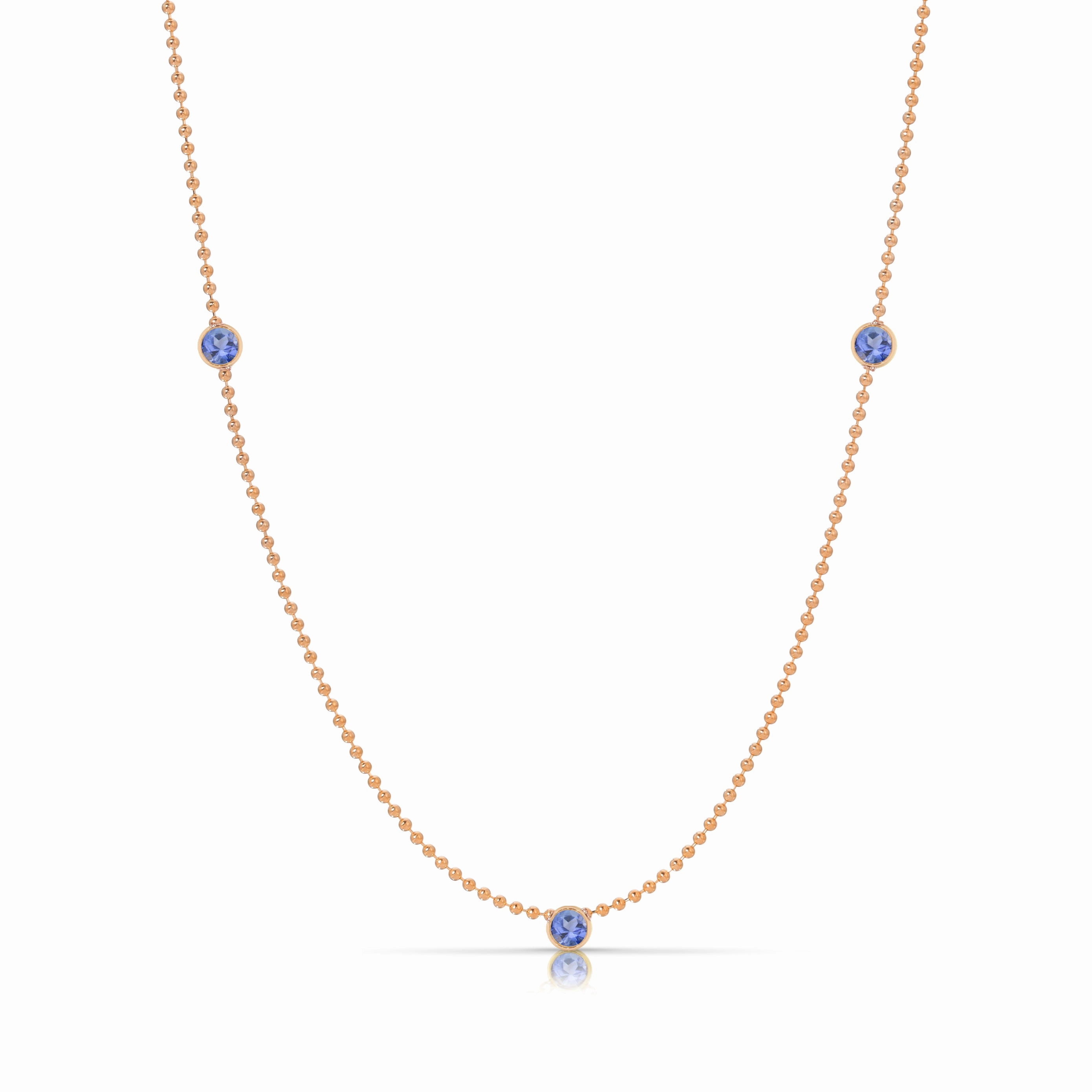 Triple Birthstone Layering Necklace - Rose Gold