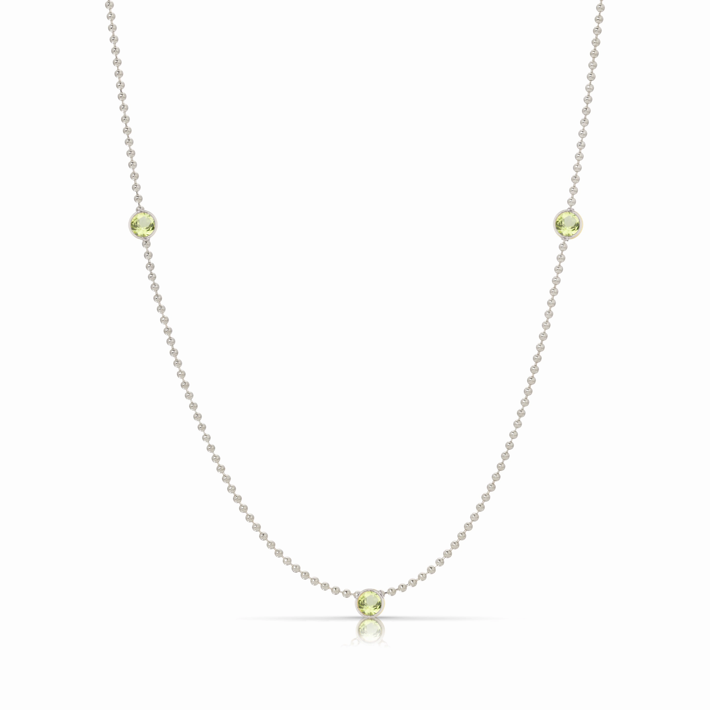 Triple Birthstone Layering Necklace - White Gold