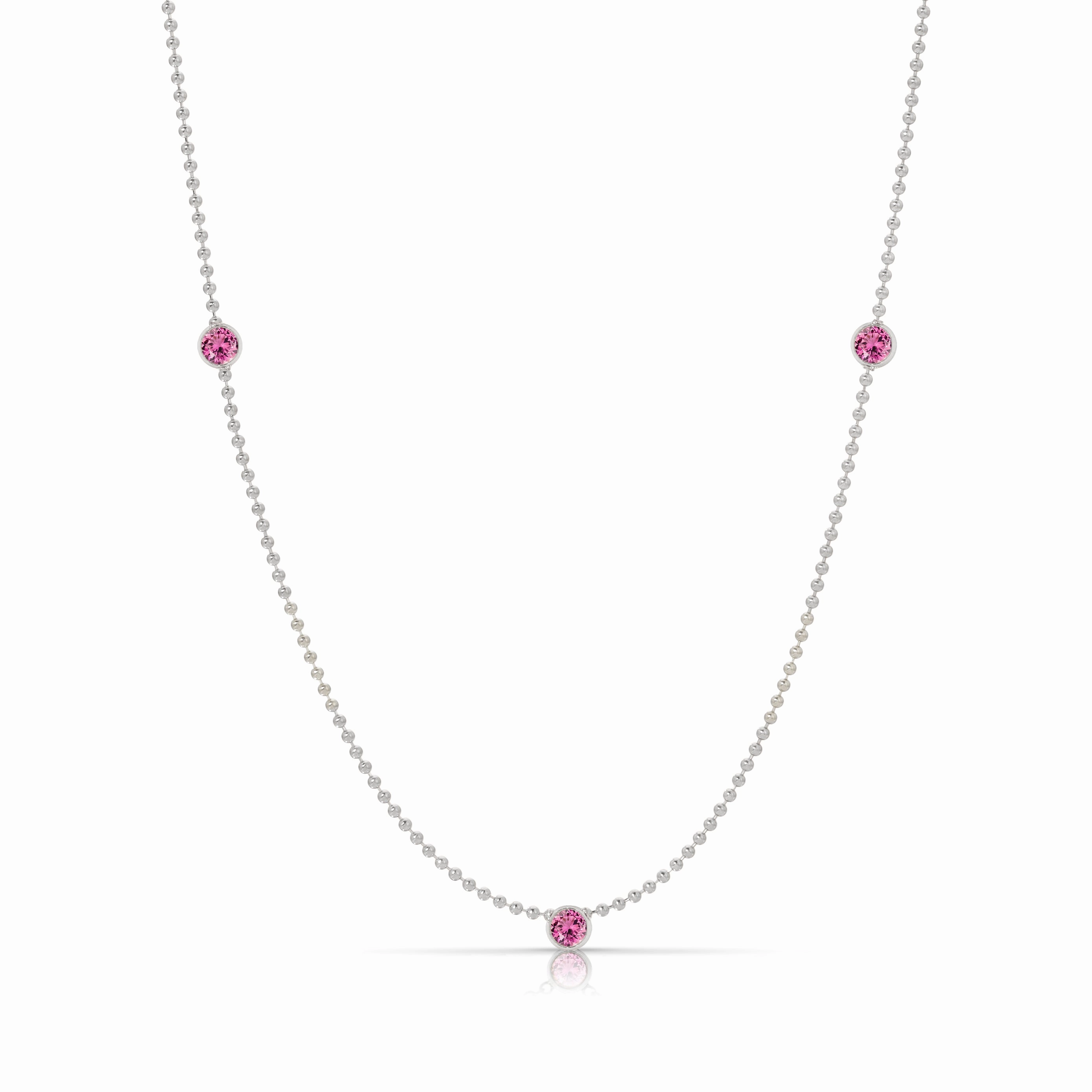 Triple Birthstone Layering Necklace - White Gold