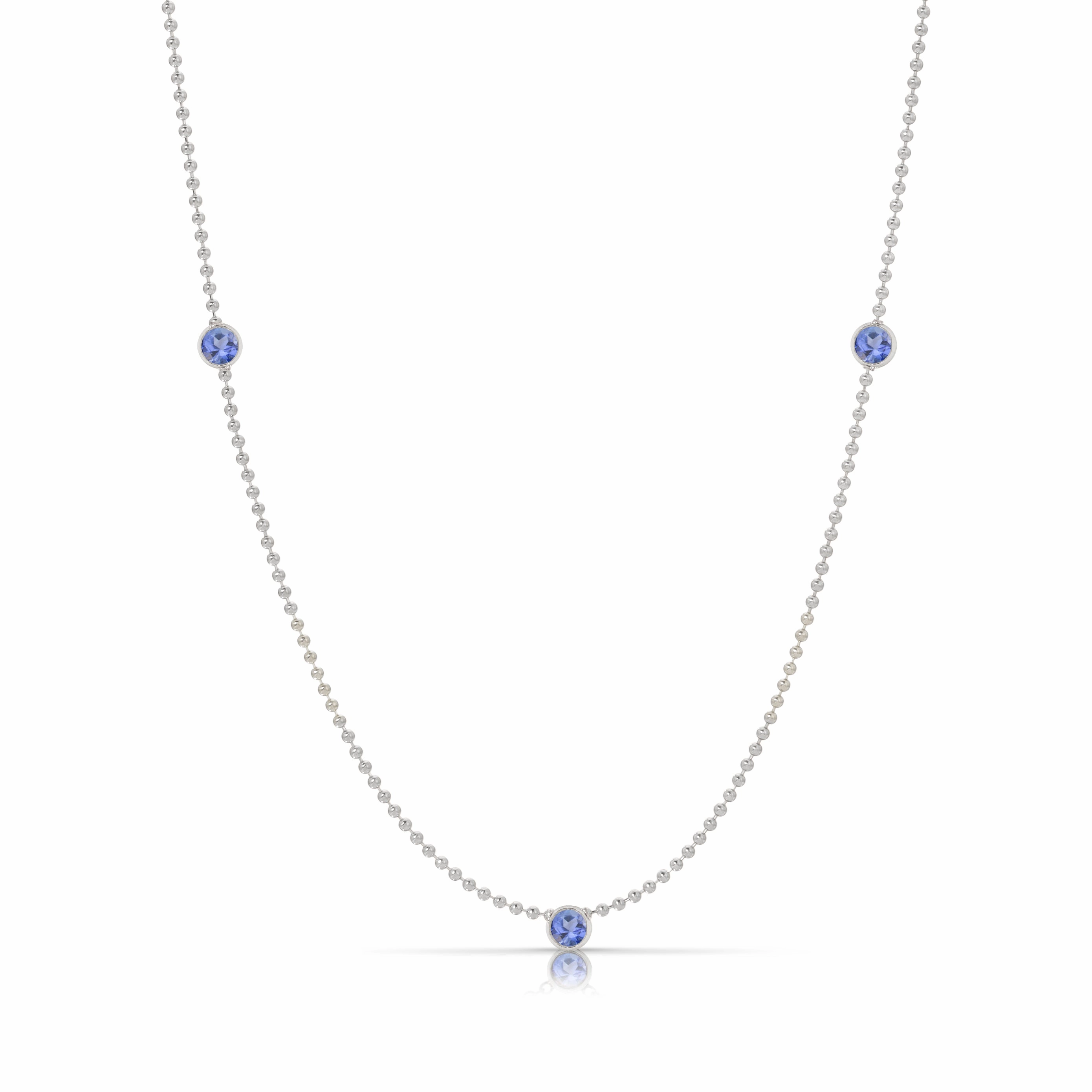 Triple Birthstone Layering Necklace - White Gold