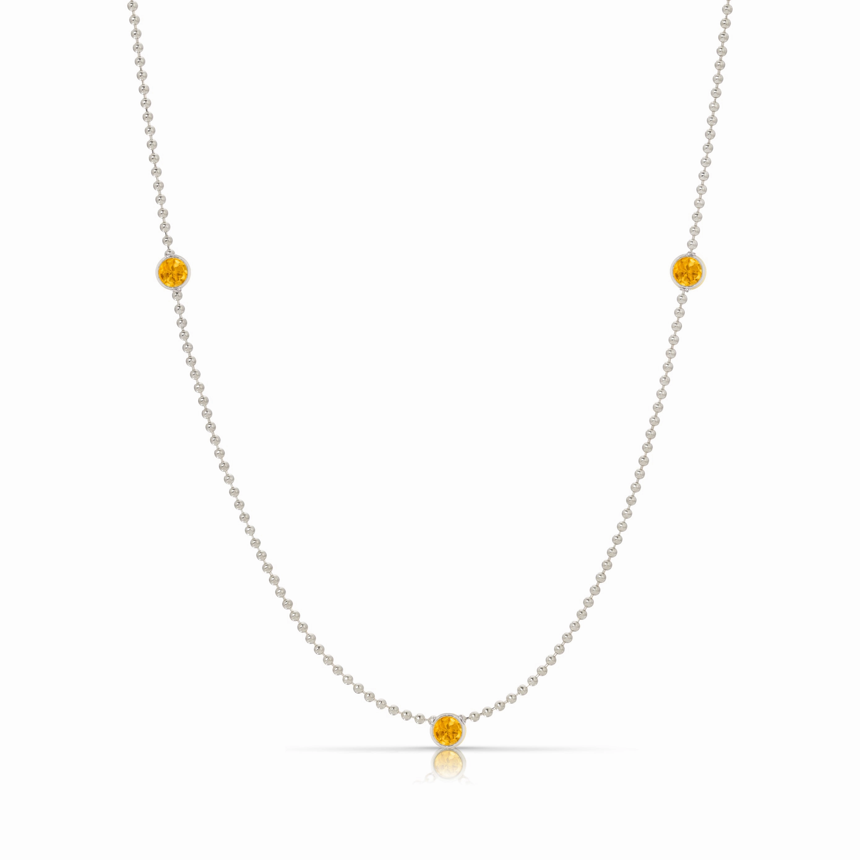 Triple Birthstone Layering Necklace - White Gold
