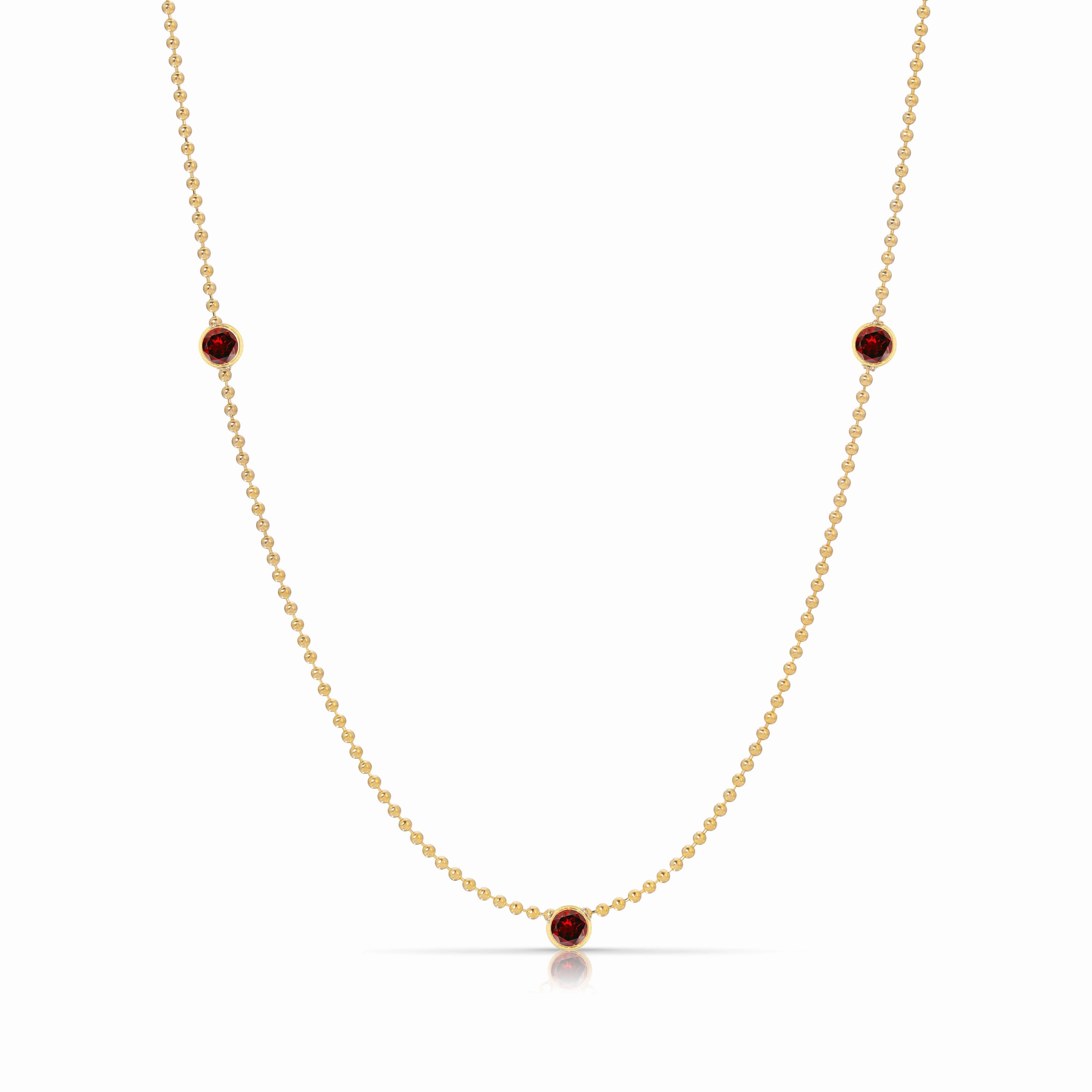 Triple Birthstone Layering Necklace - Yellow Gold