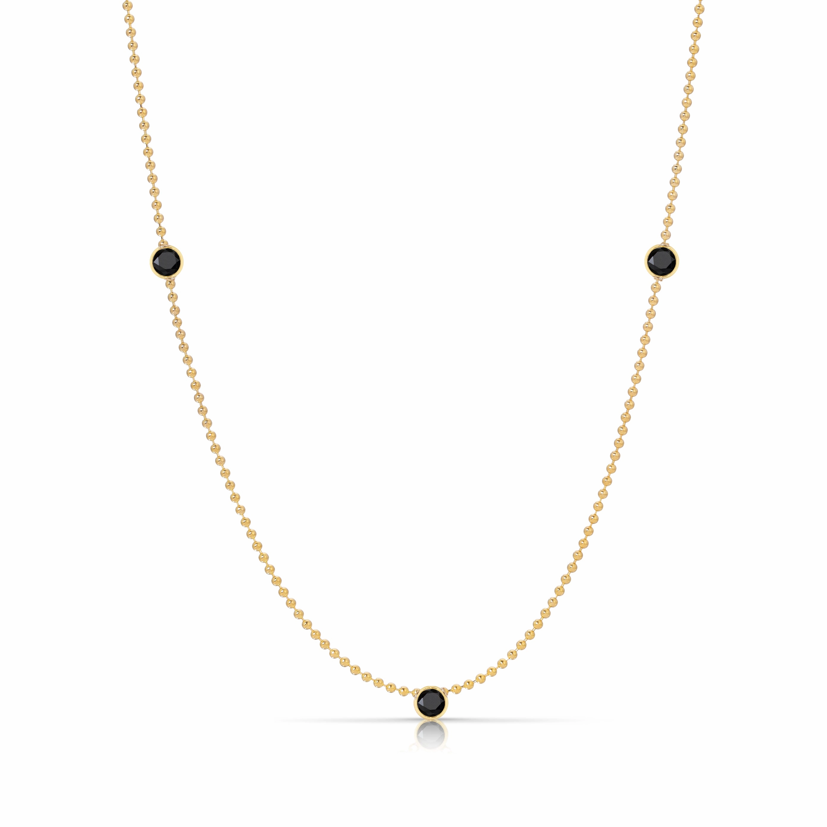 Triple Birthstone Layering Necklace - Yellow Gold