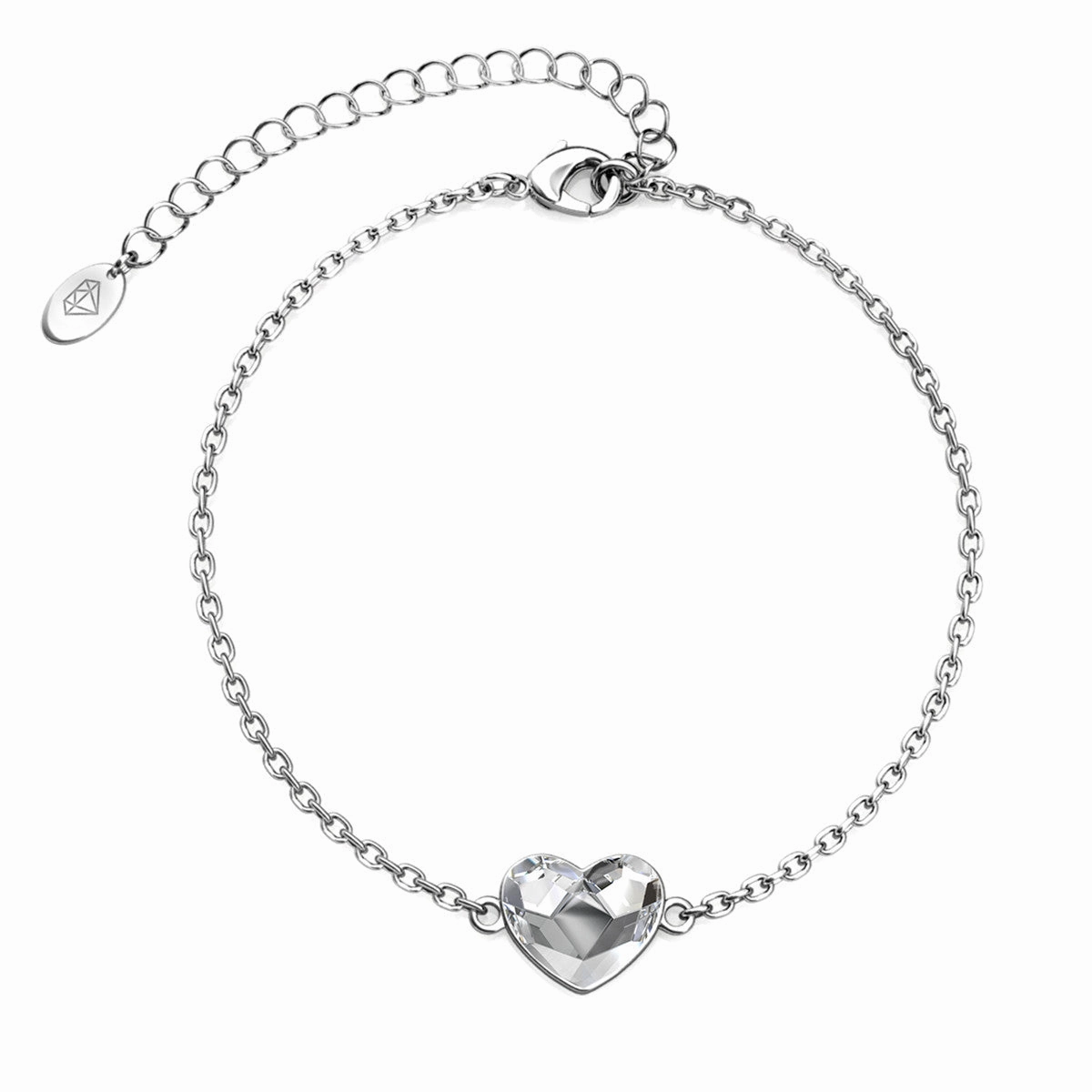 Violet 18k White Gold Plated Heart Bracelet with Swarovski Crystal