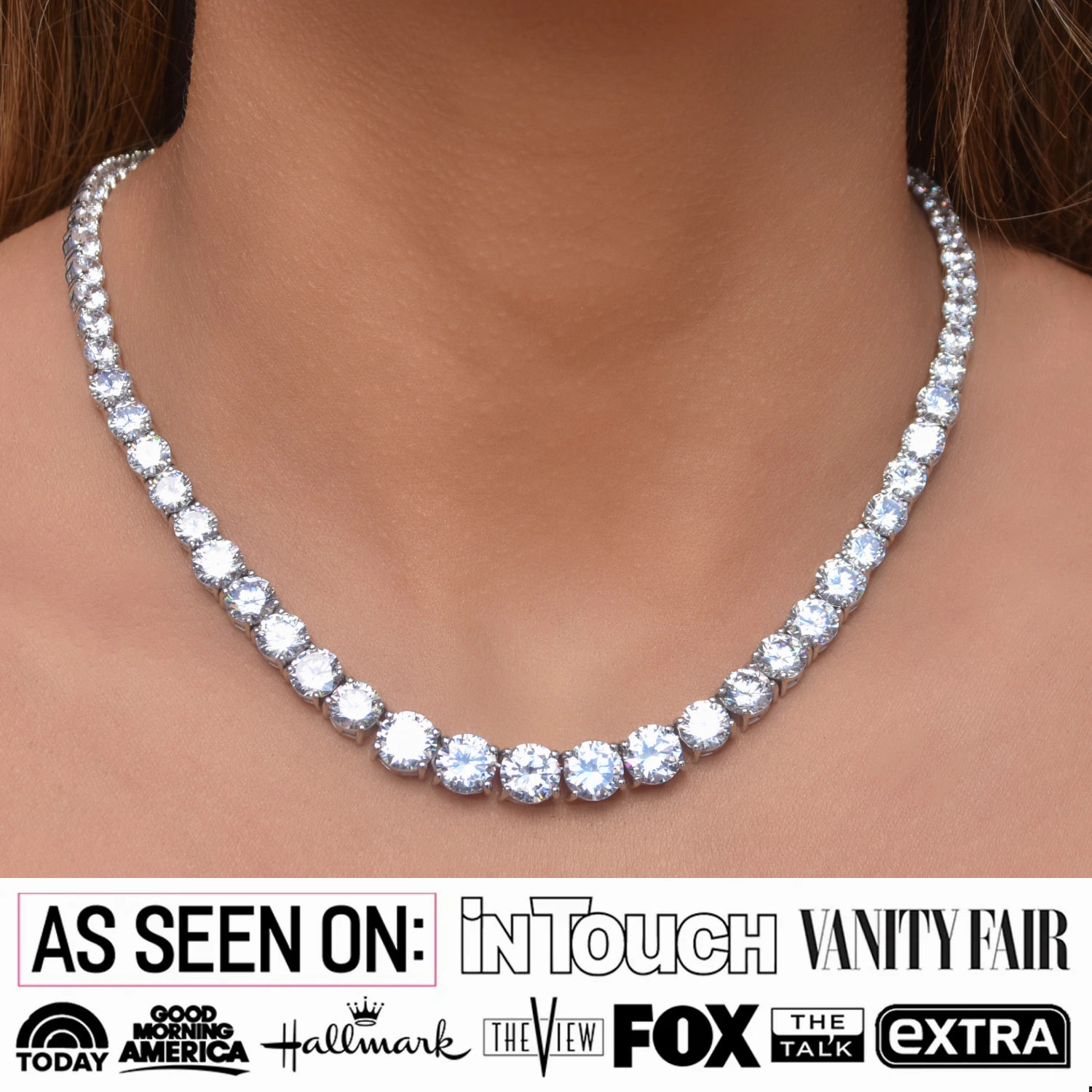 Whitney 18k White Gold Plated Necklace with Simulated Diamond Crystals