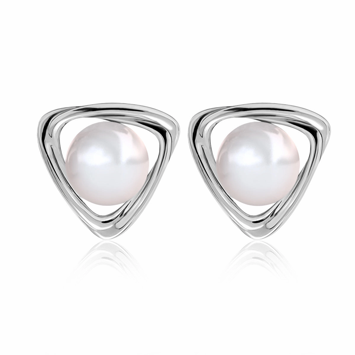 Winnie 18k White Gold Plated Pearl Stud Earrings