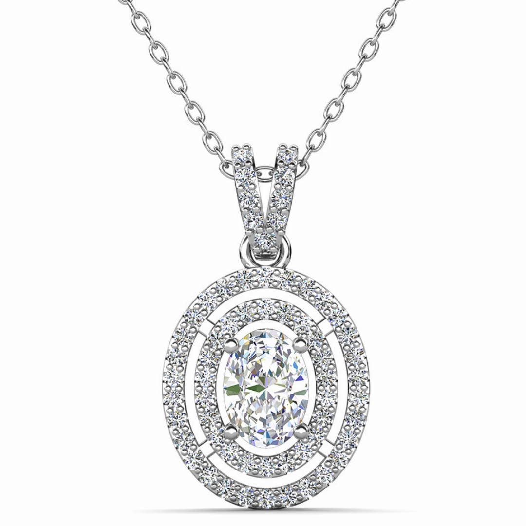 Zelda 18k White Gold Plated Pendant Necklace with Simulated Diamond Crystals