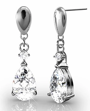 Zoey 18K White Gold Drop Earrings with Swarovski Crystals  Final Sale