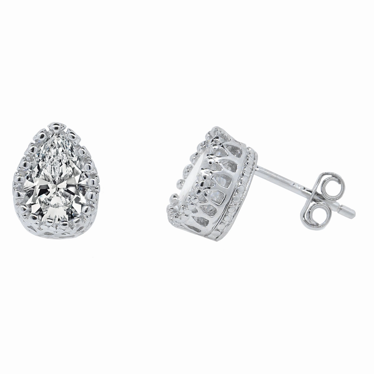 Zola 18k White Gold Plated Sterling Silver Teardrop Stud Earrings with Simulated Diamond Crystals  Final Sale